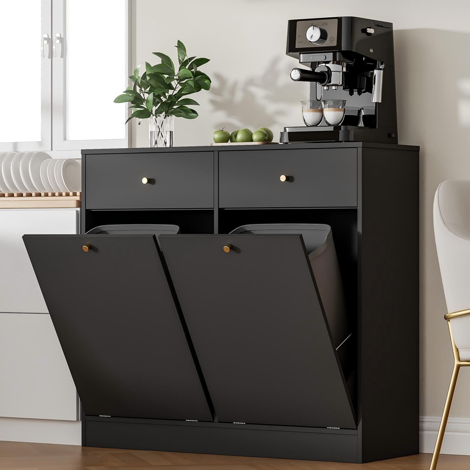 Double Tilt Out Trash Can Cabinet