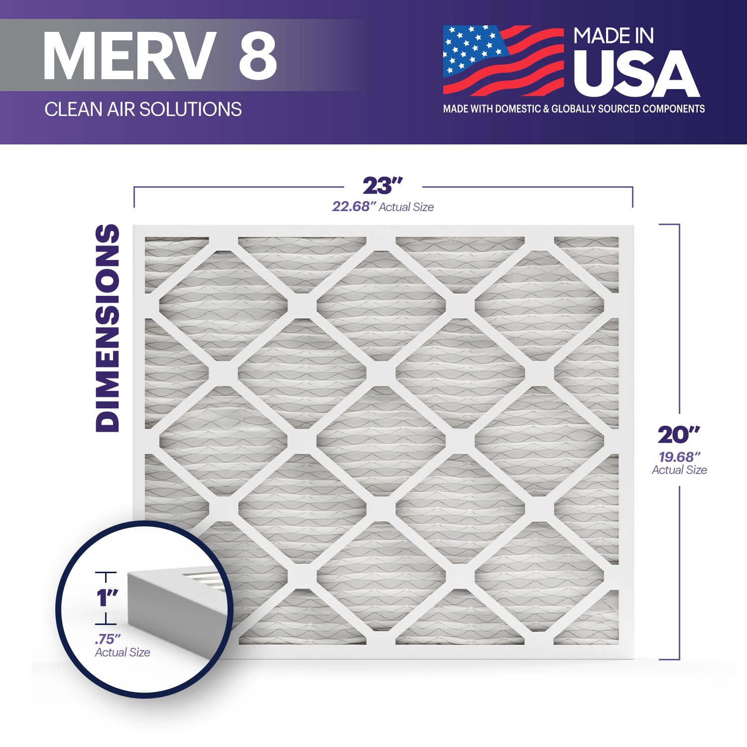 TruFilter 20x23x1 Air Filter MERV 8 (4 Count)