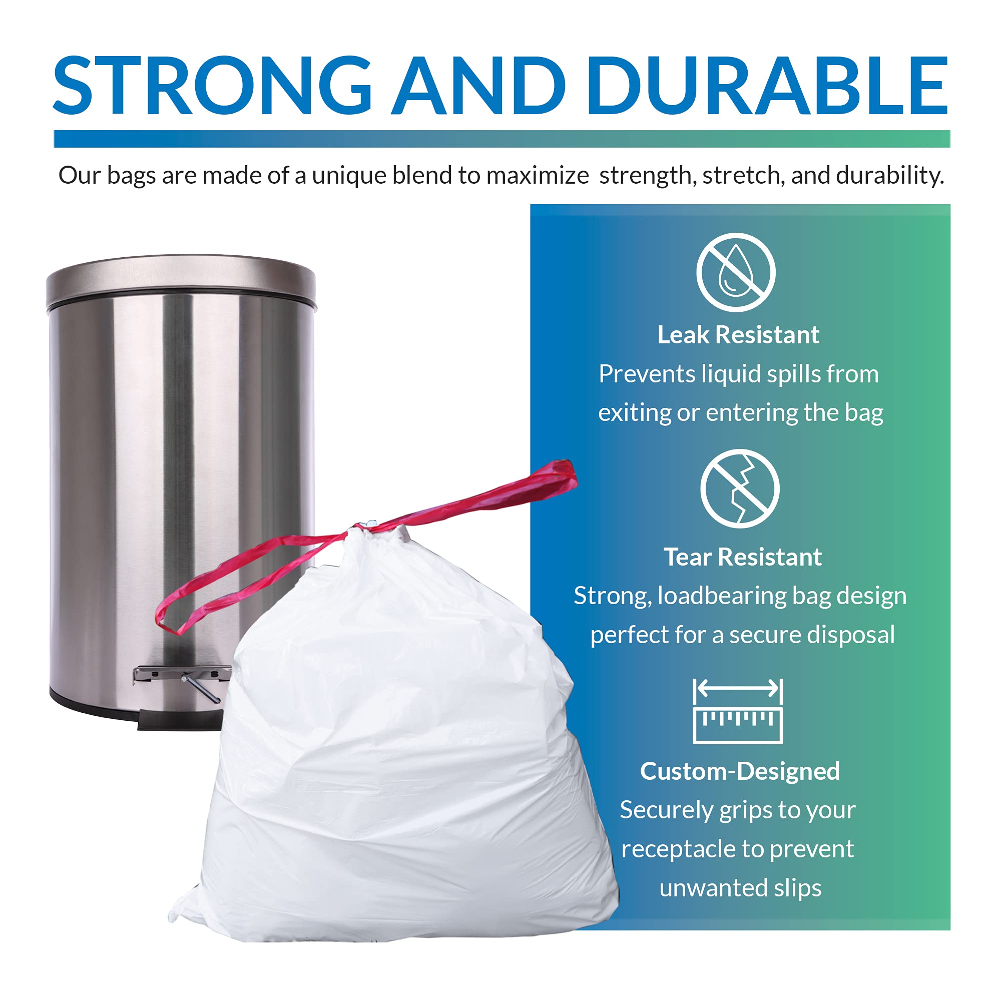 6 10 Gallon Trash Bags Drawstring (500 Count)