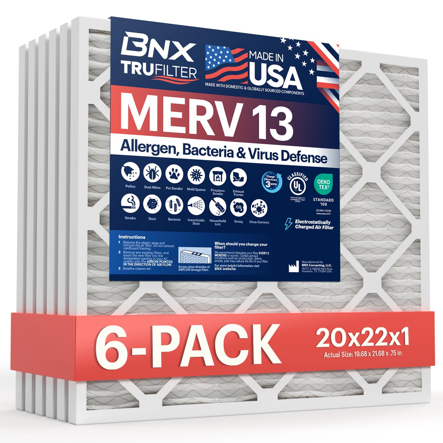 TruFilter 20x22x1 Air Filter MERV 13 (6 Count)
