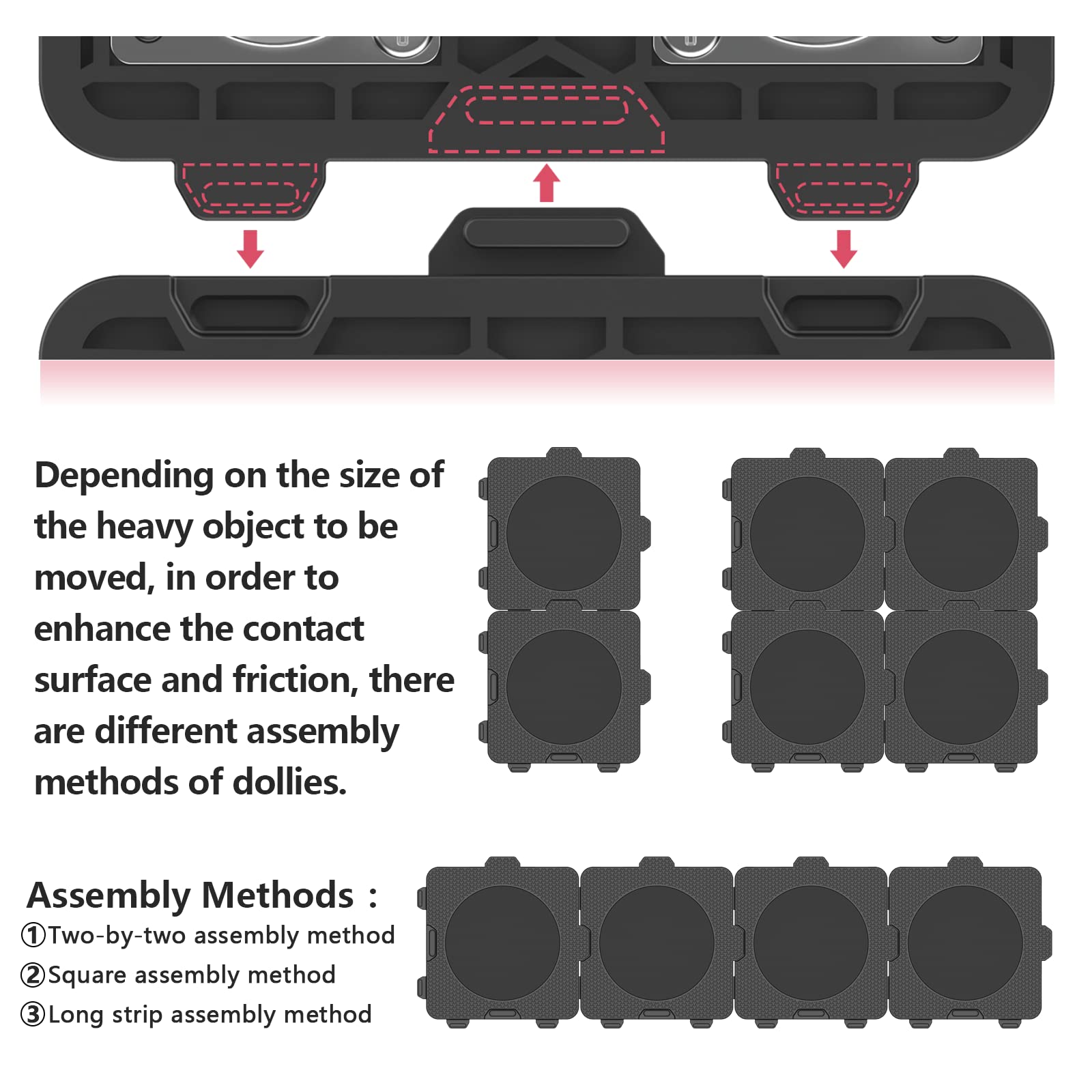 Add on 4Pack Connectable Dolly Furniture Movers with 360° Rotating Wheels (4 Count)