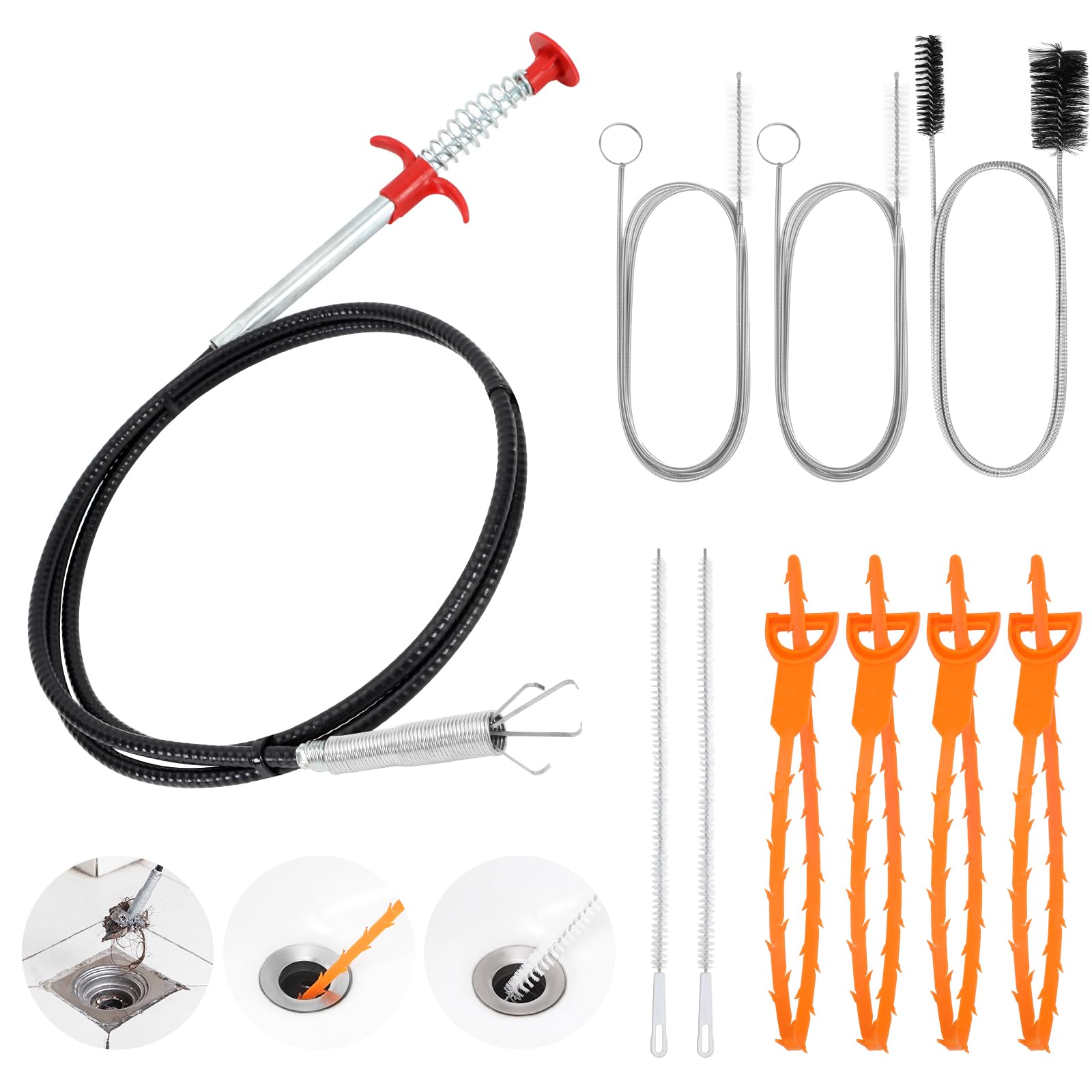 10 PCS Drain Snake Hair Drain Clog Remover Tool Set
