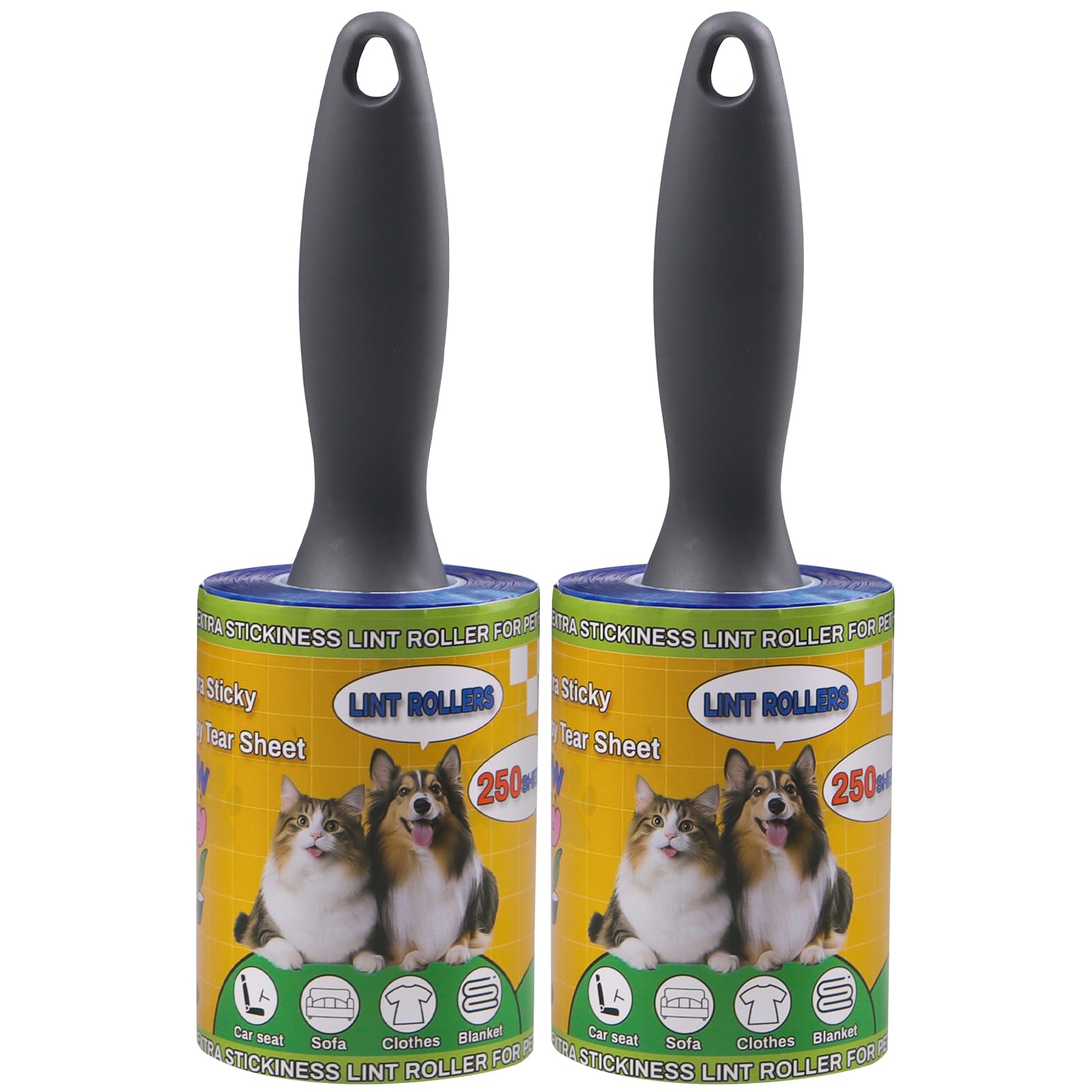 Lint Roller for Pet Hair 500 Sheets Extra Sticky Pet Hair Remover for Clothes Furniture Carpet Cleaner Cars Dogs Travel