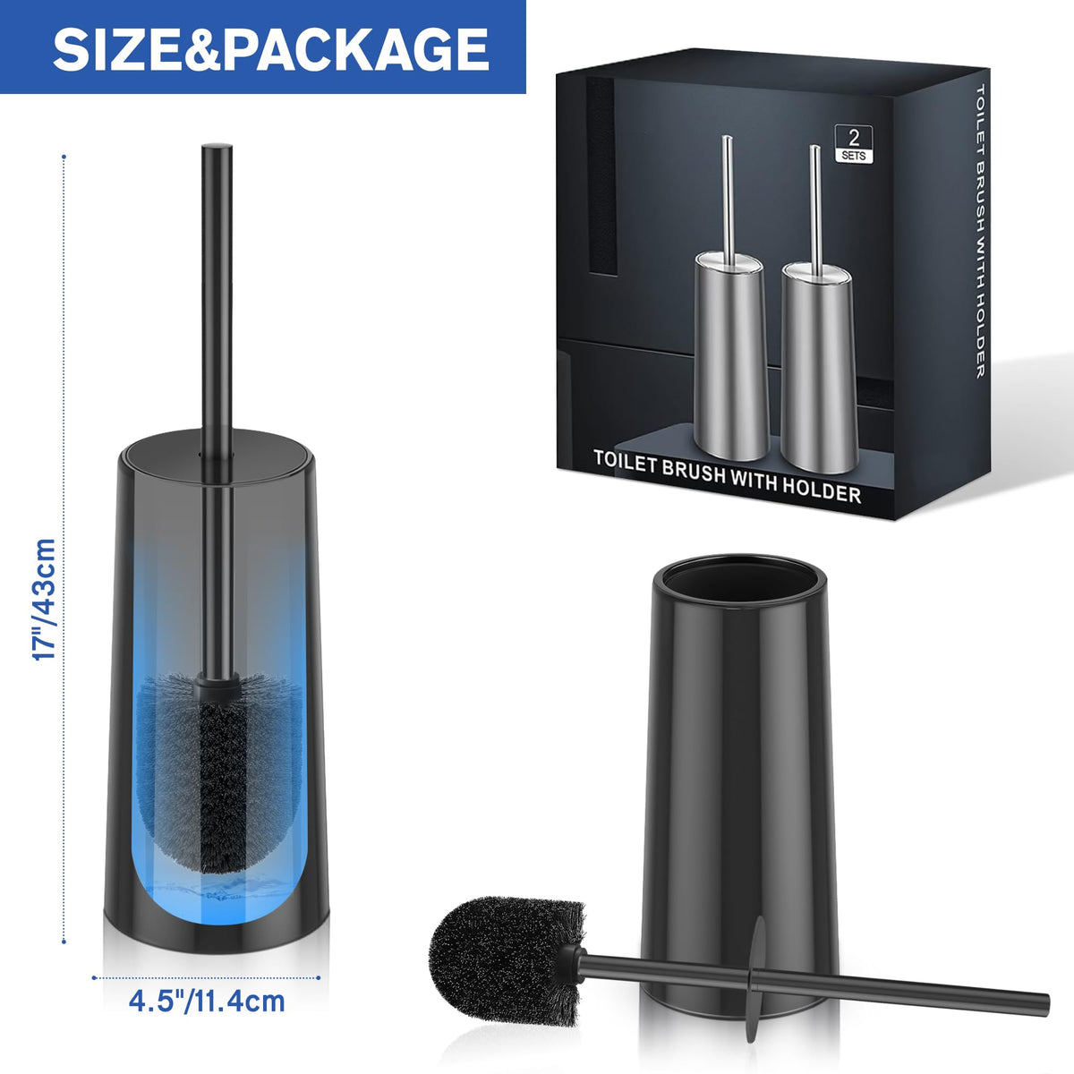 Toilet Brush and Holder (2 Count)