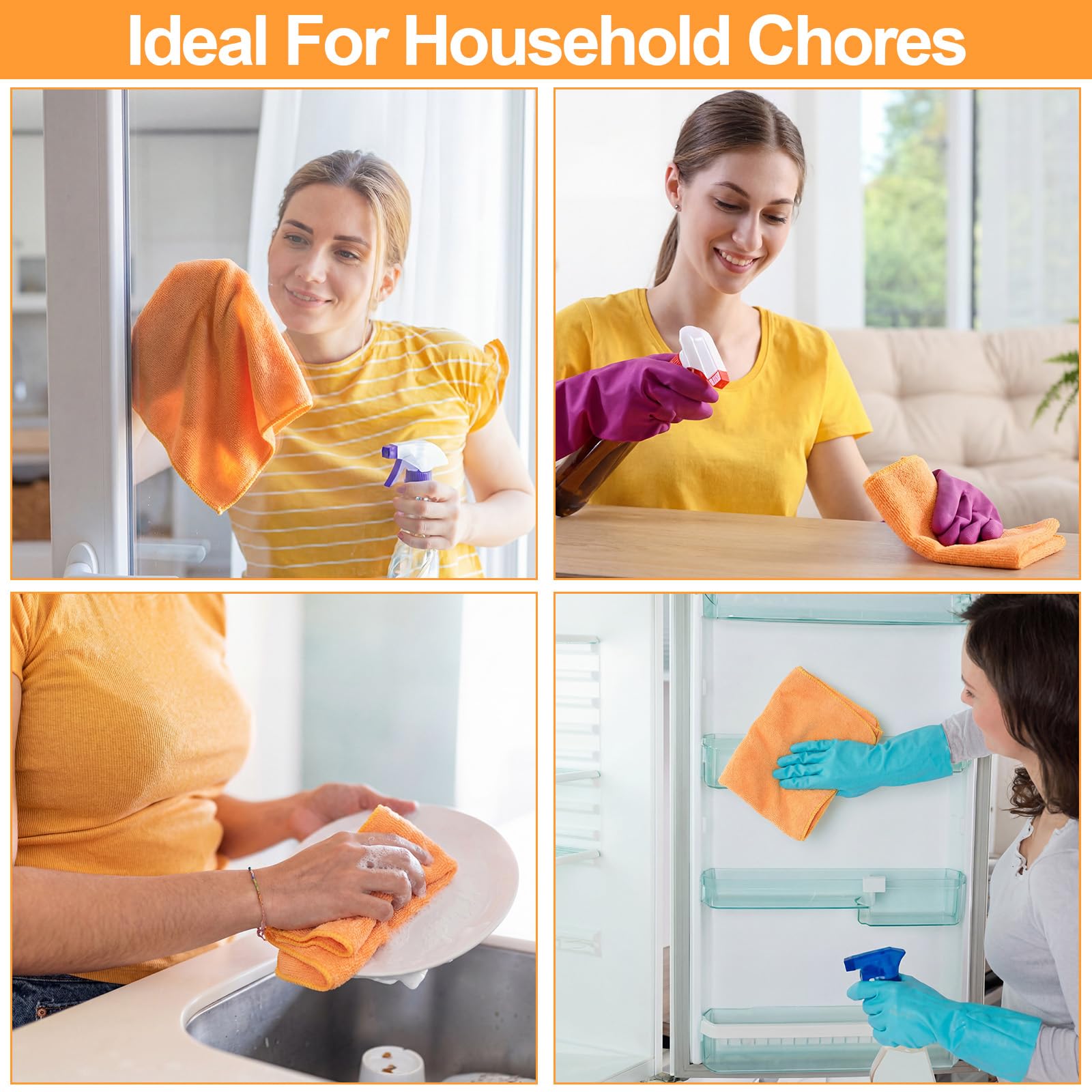 Microfiber Cleaning Cloths for Cars 16 x 16 Inch Ultra Absorbent Car Towels Drying Reusable Cleaning Supplies House Kitchen Window Microfiber Towel (60 Count)