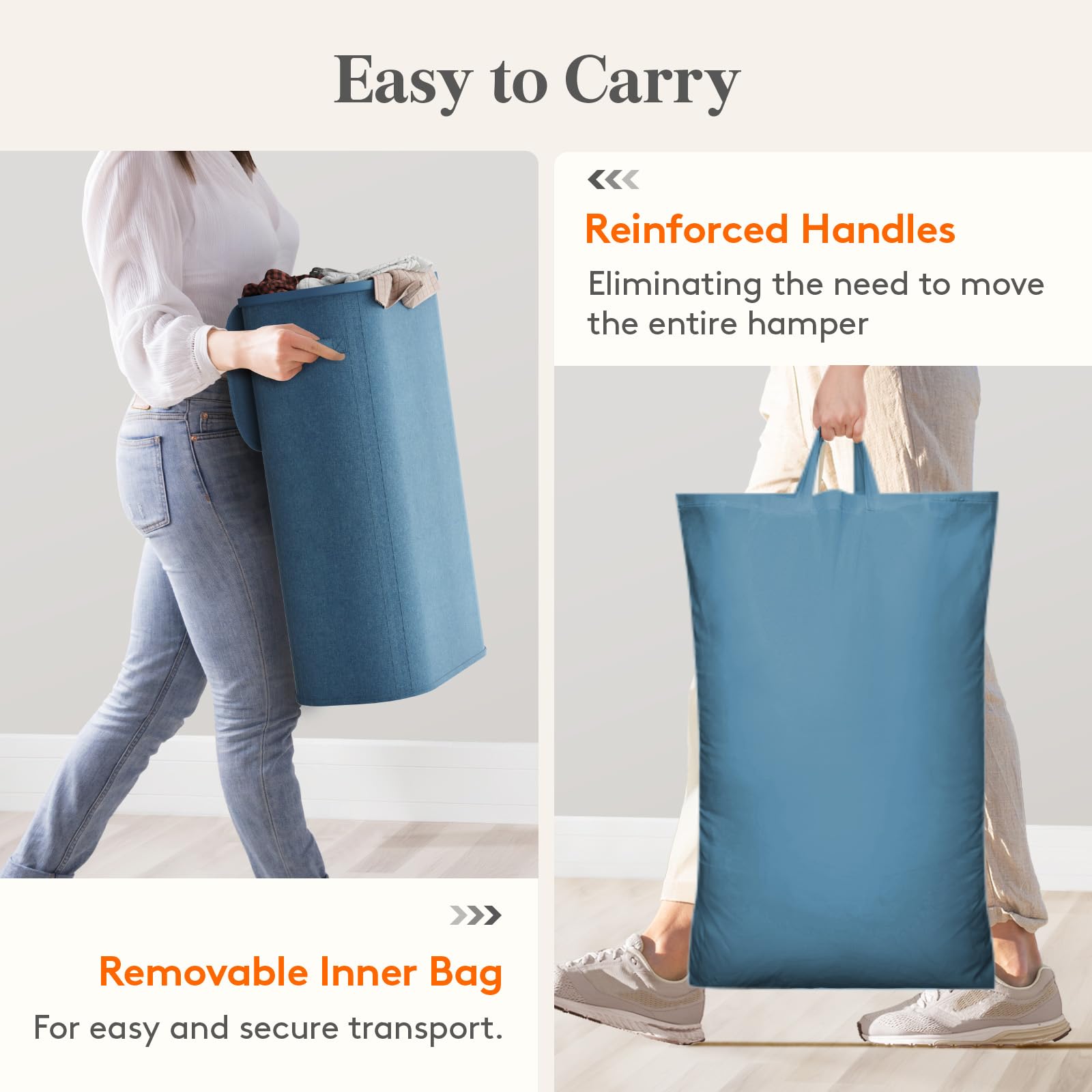 Slim Laundry Basket with Lid and Removable Bag
