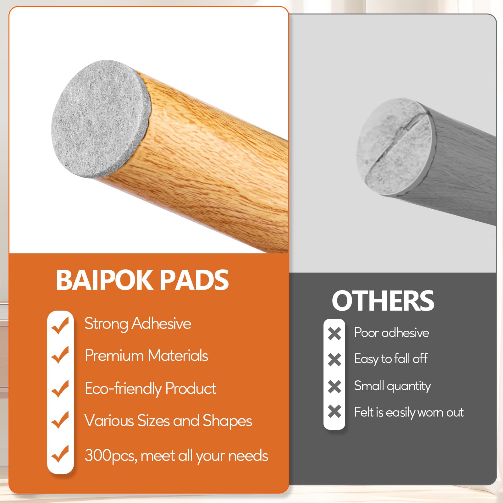 Furniture Pads 300 Pcs Premium Furniture Felt Pads Self Adhesive (300 Count)