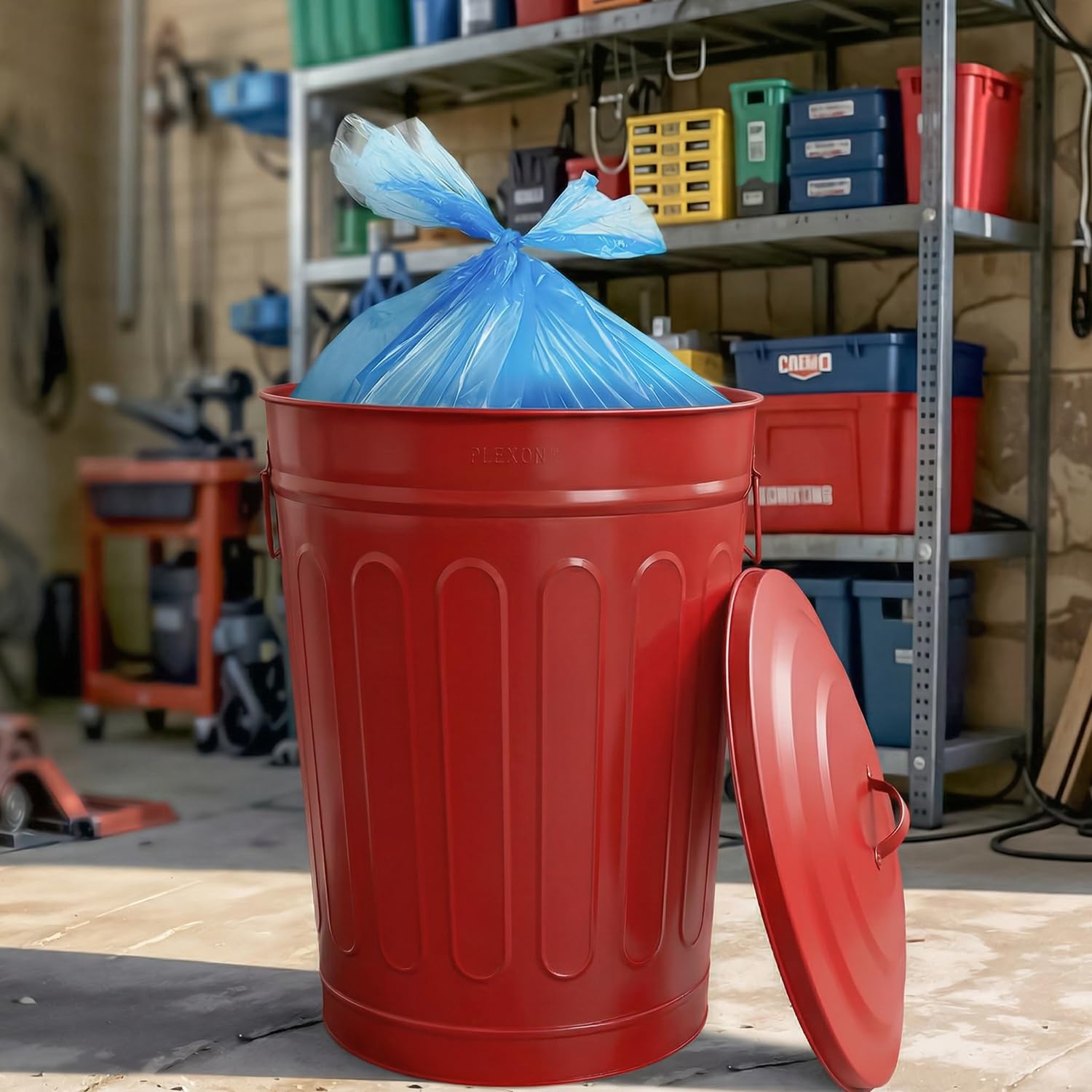 Metal Trash Can with Lid 13 Gallon (2 Count)