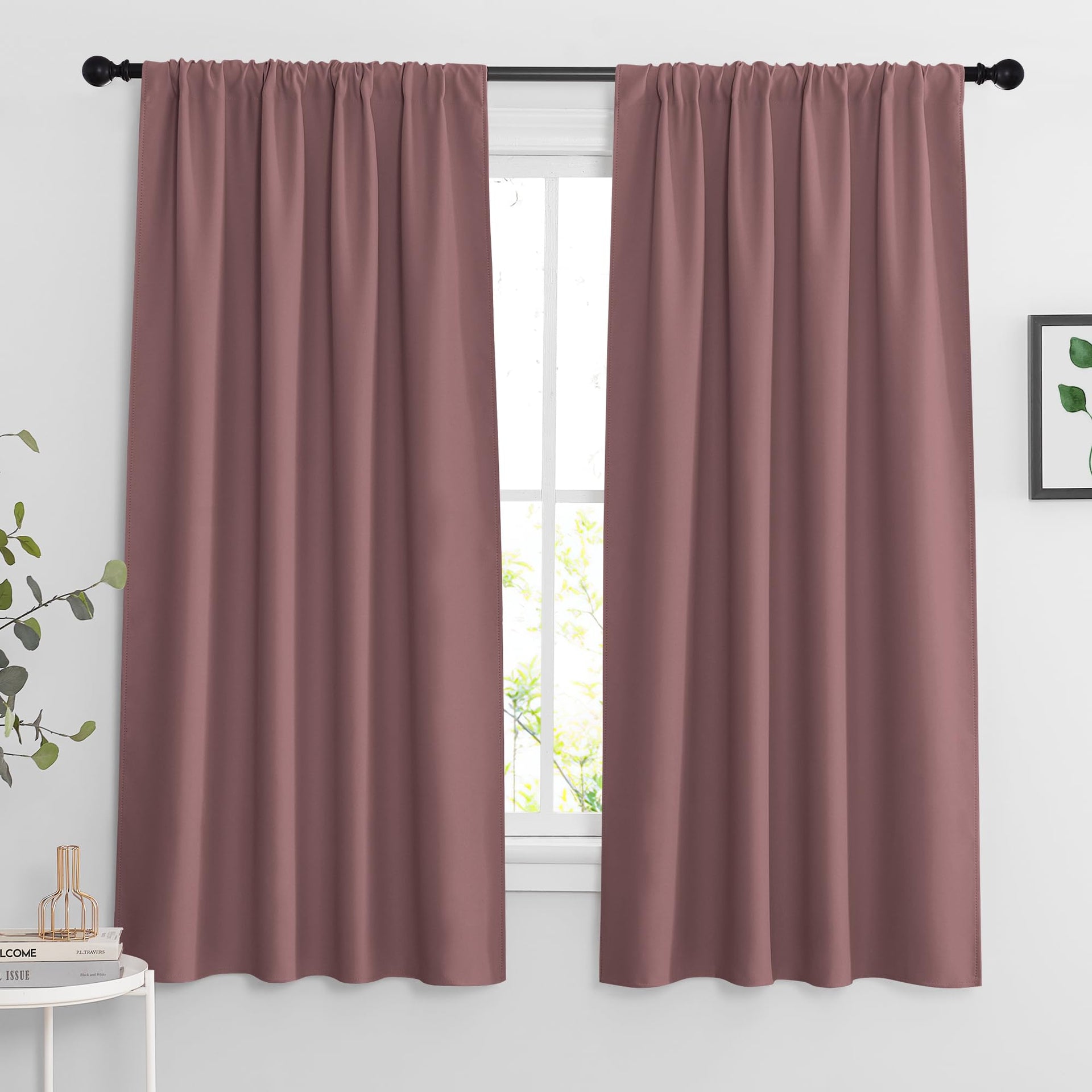 Blackout Curtains for Bedroom Living Room Nursery 63 inches Long (2 Count)