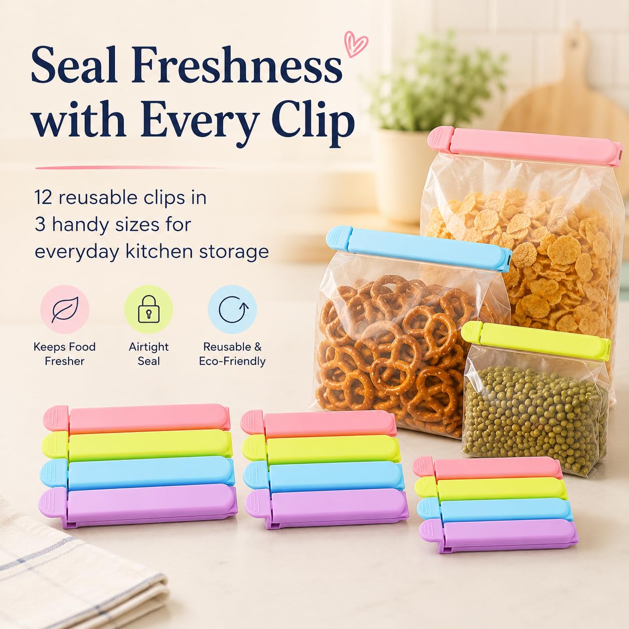 Tmflove 12 PCS Sealing Clips for Food and Snack Bag (12 Count)