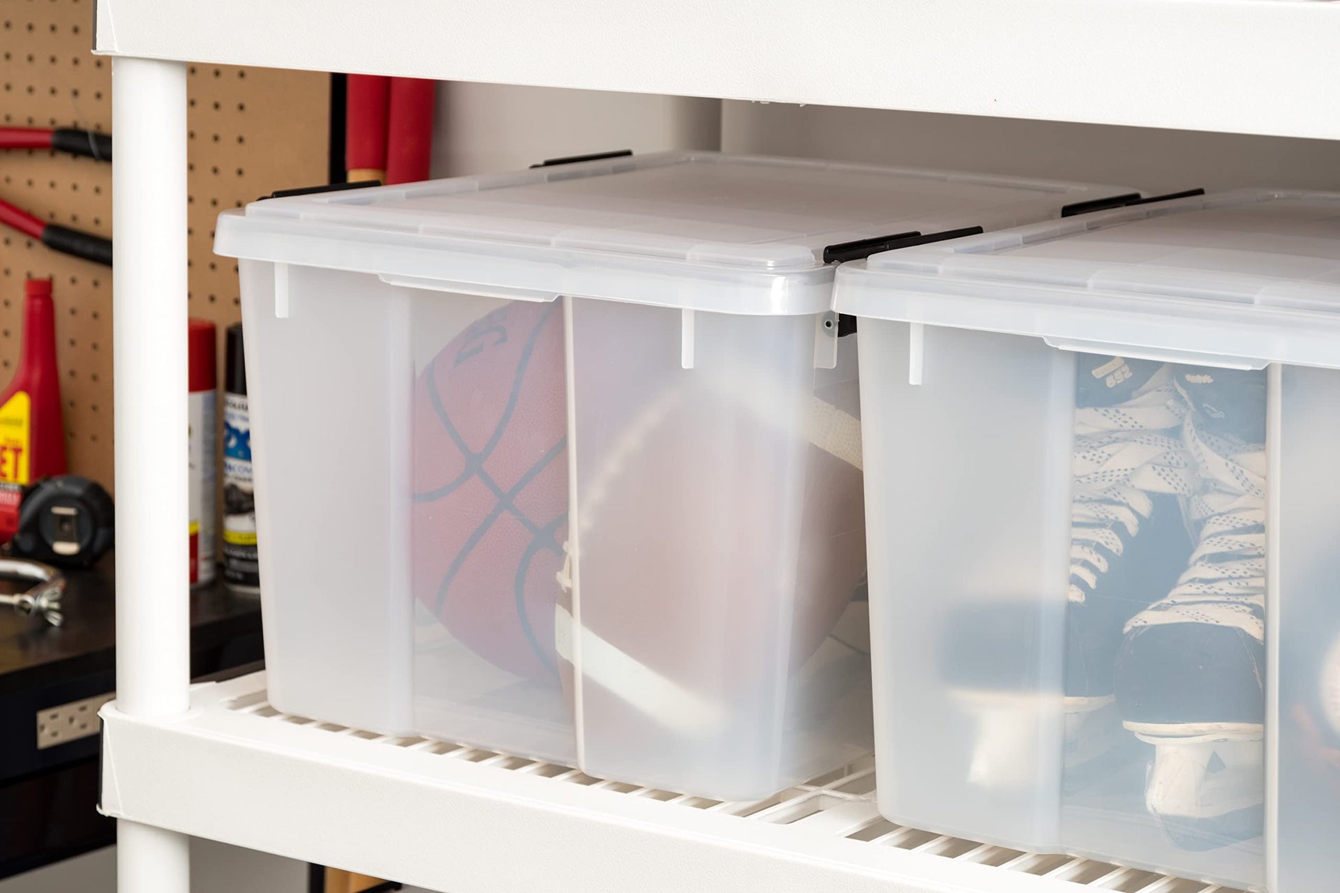 46 Quart WEATHERPRO Plastic Storage Box with Durable Lid and Seal and Secure Latching Buckles