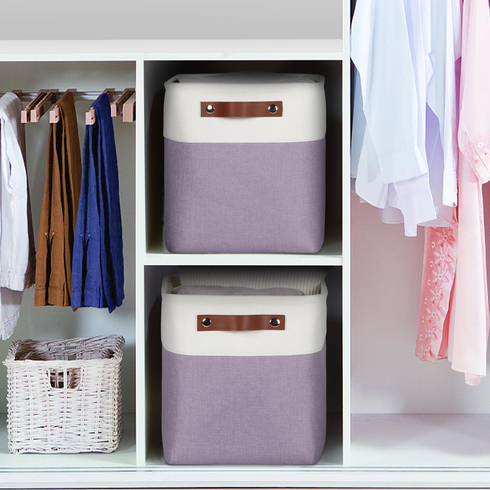 10.5 Inch Fabric Cube Bins with Hard Bottom (4 Count)