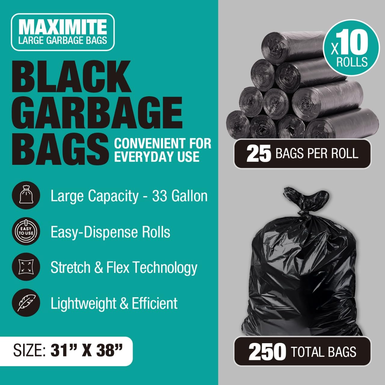 Contractor Trash Bags 33 Gallon (250 Count)