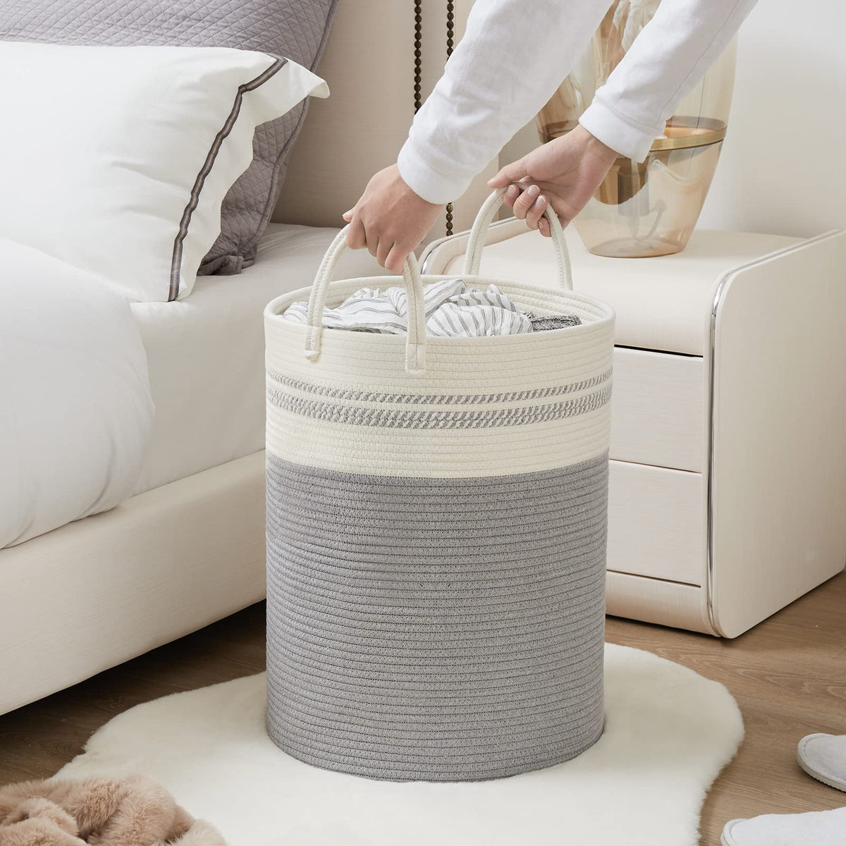 Woven Rope Laundry Hamper Basket