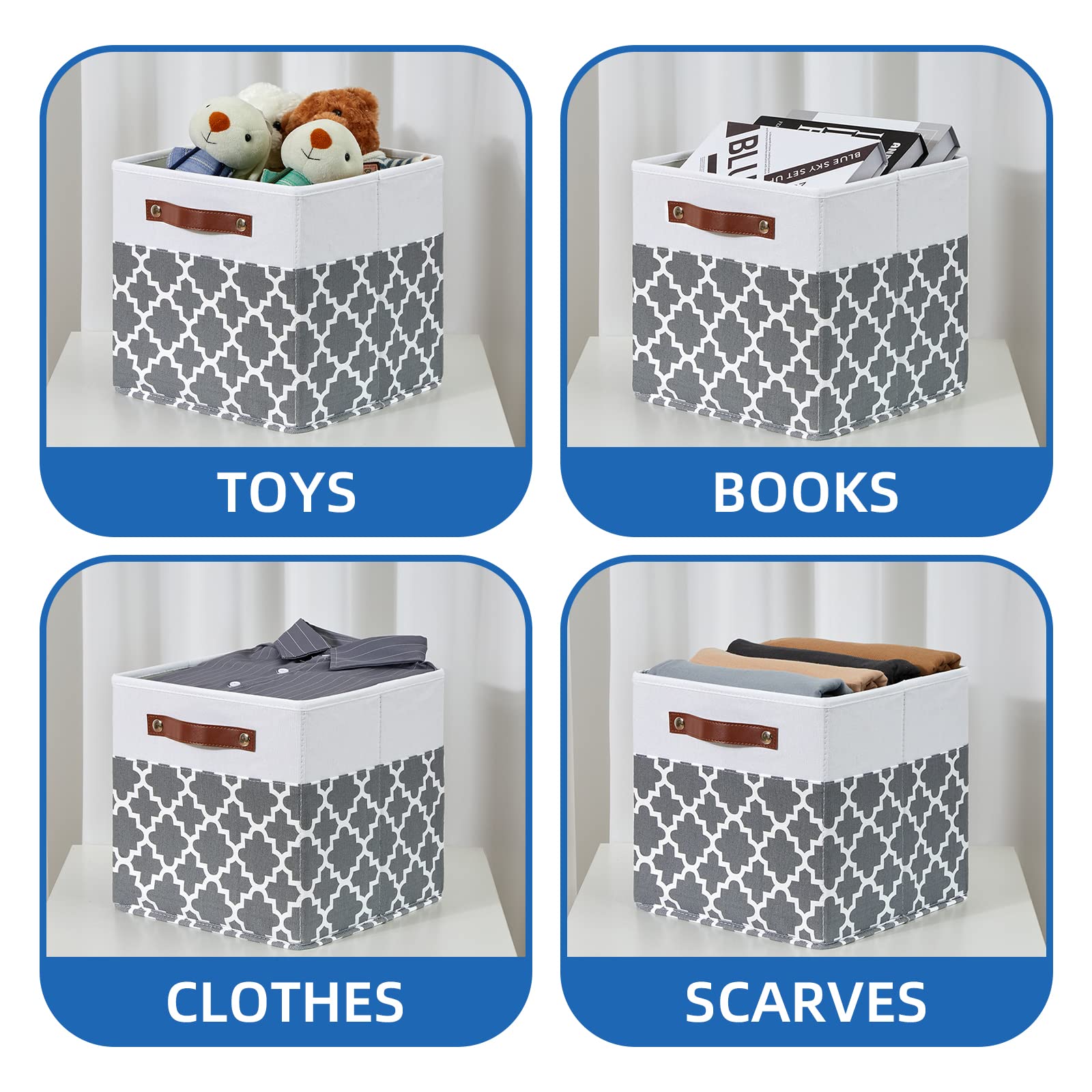 11x11x11 Cube Storage Bins Cube Organizer Bins 4 Pack Canvas Storage Bin for Home
