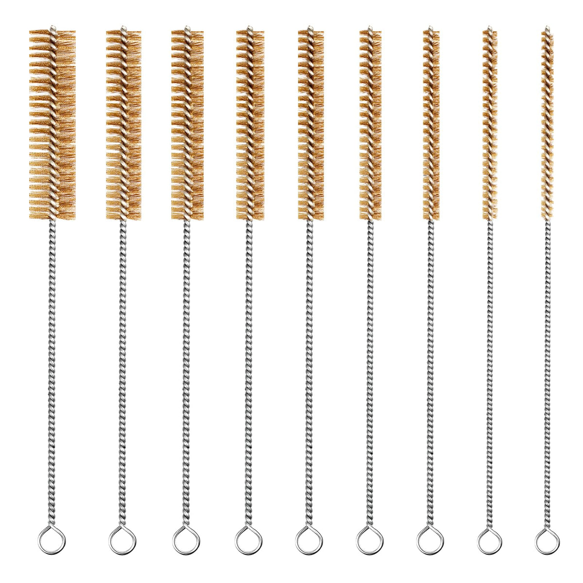 9pcs Tube Cleaning Brush Set 12" Round Long Brass Wire Brushes (9 Count)