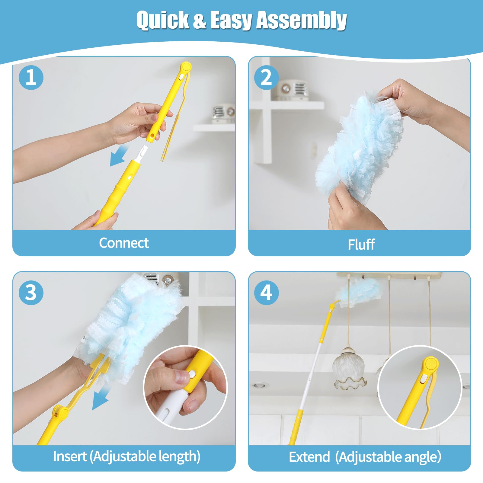 60 Count 360° Heavy Duty Duster Refills Compatible with Swiffer