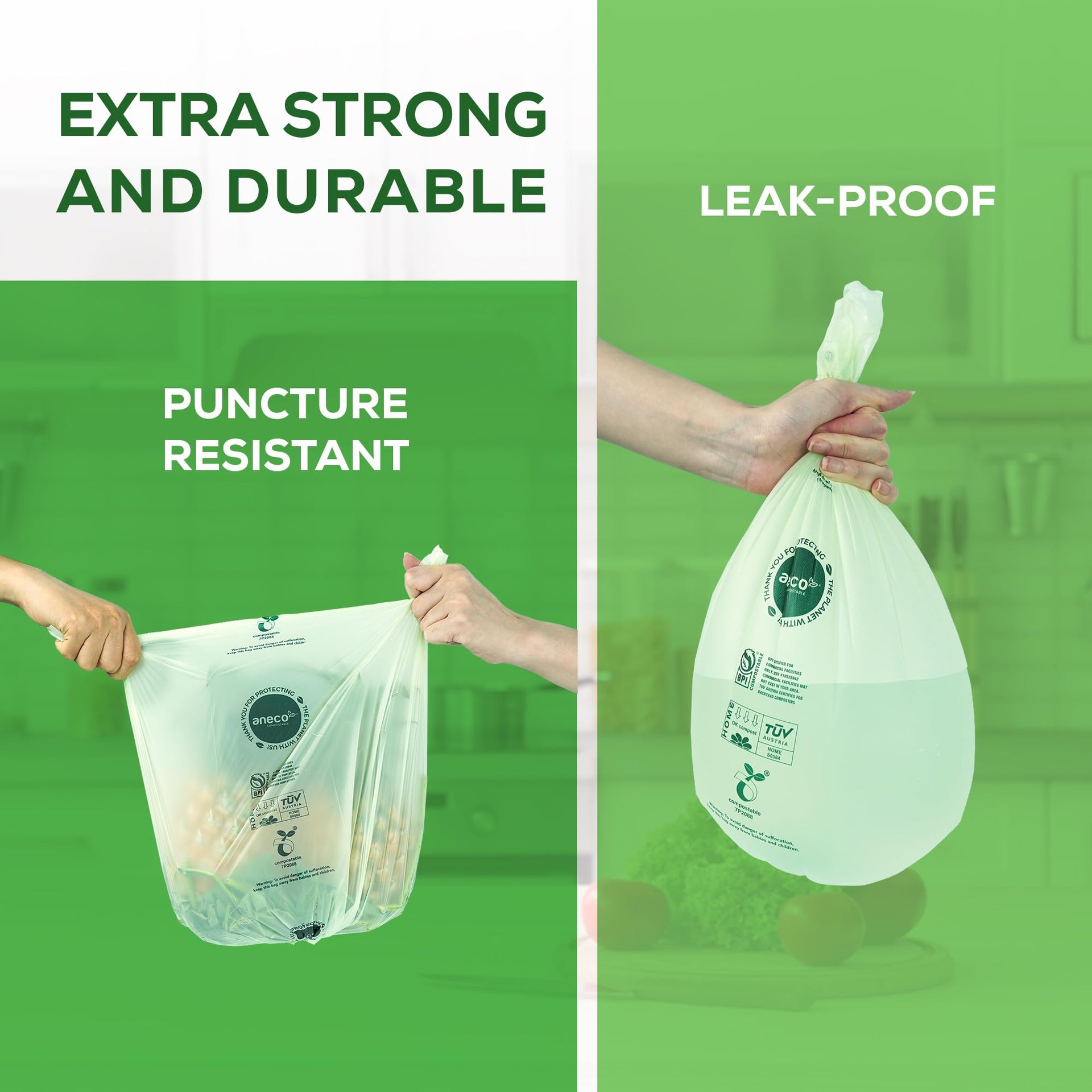 100% Compostable Waste Bags 2.6 Gallon (50 Count)