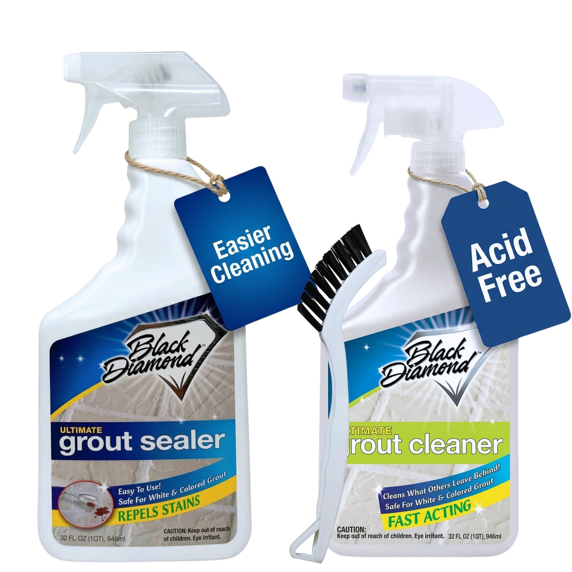 Grout Cleaner & Grout Sealer Bundle with Brush for All Tile & Stone 2 (64 Fl Oz)