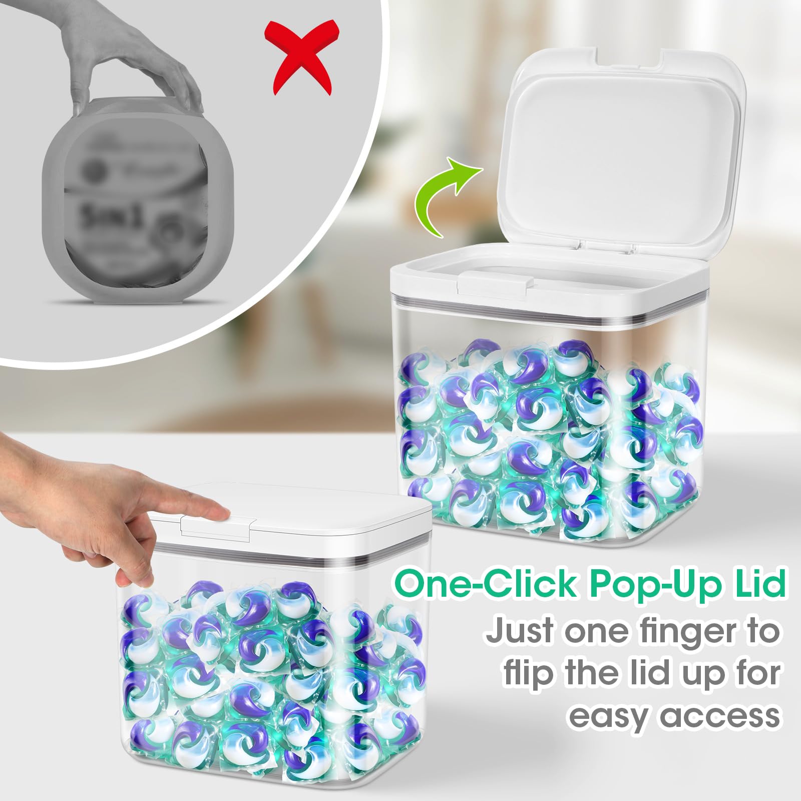 2 Pack Laundry Pods Container with One (2 Count)