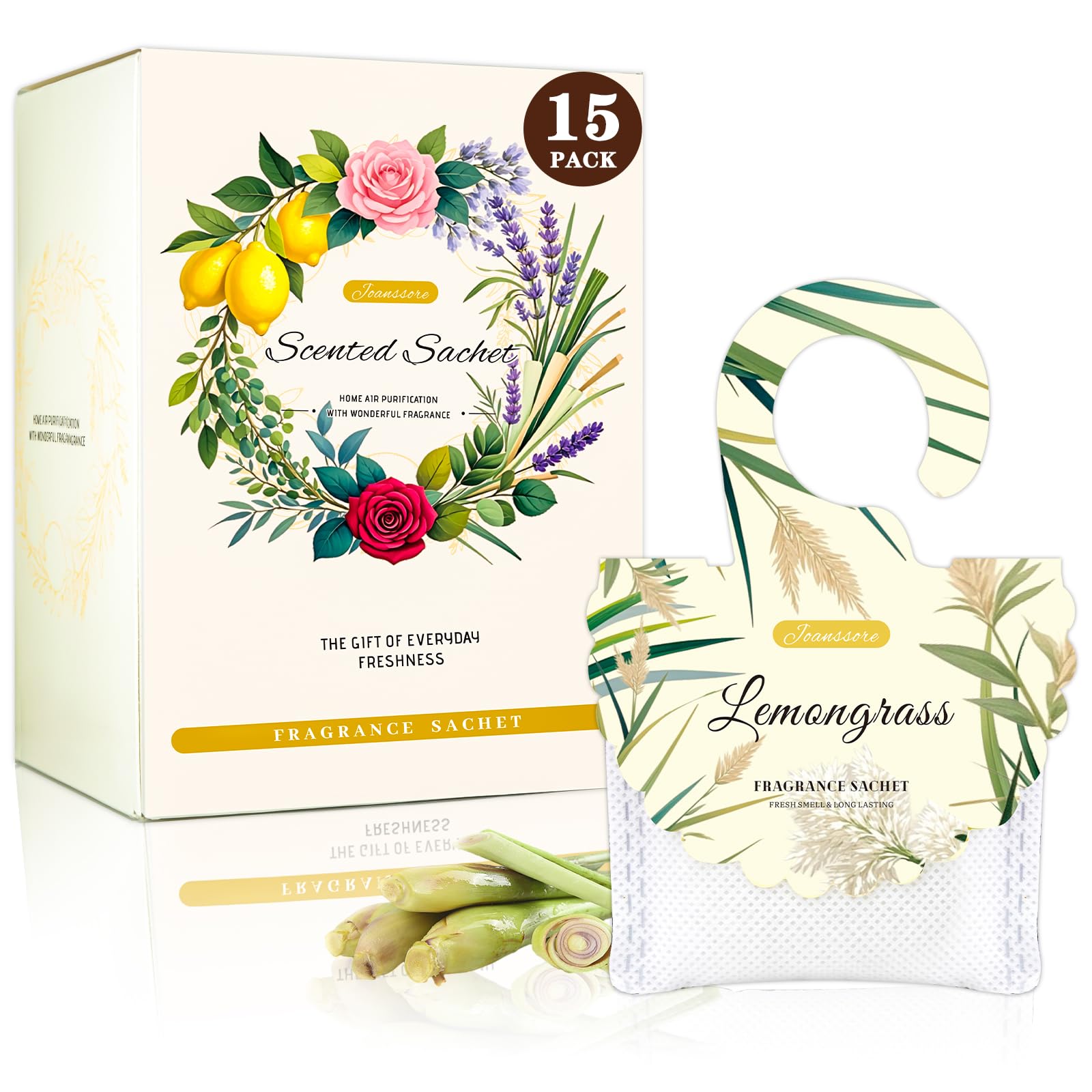 15 Packs Lemongrass Scented Sachets for Drawers and Closets (7.93 Ounce)