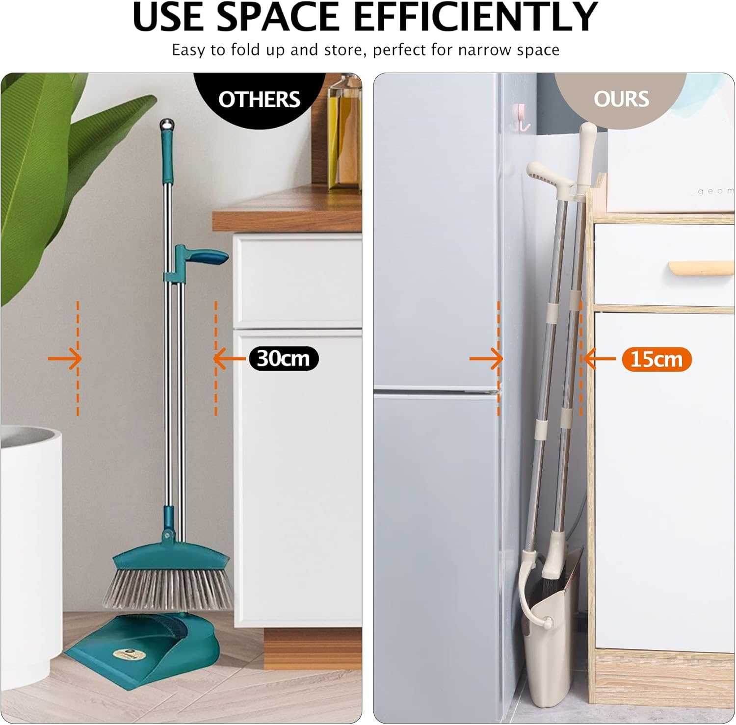 Broom and Dustpan Set with Long Handle