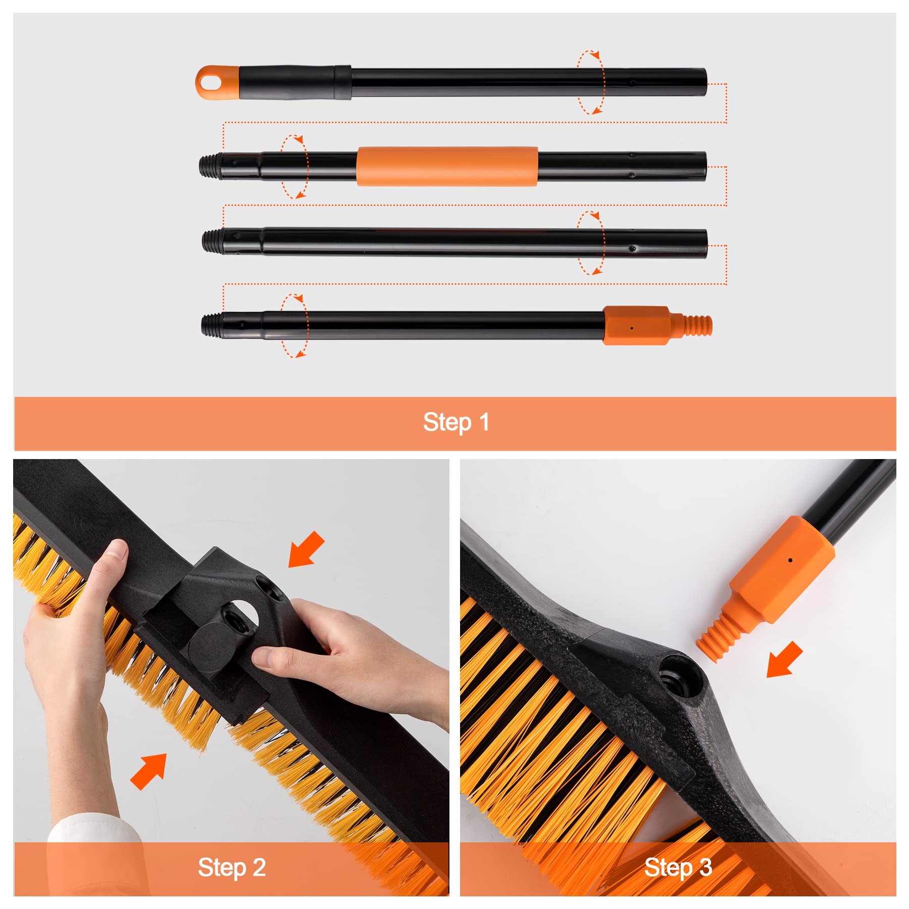 24”Push Broom Brush for Floor Cleaning 2 Set (2 Count)