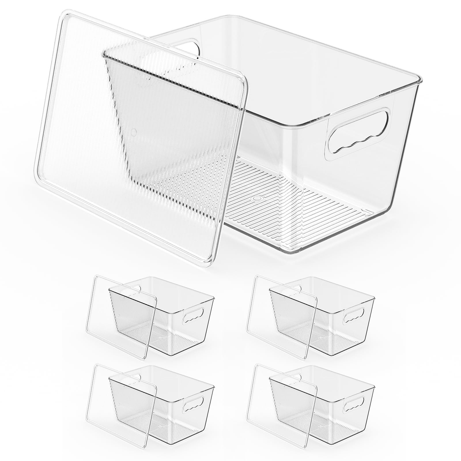 Clear Stackable Fridge Organizer with Lids