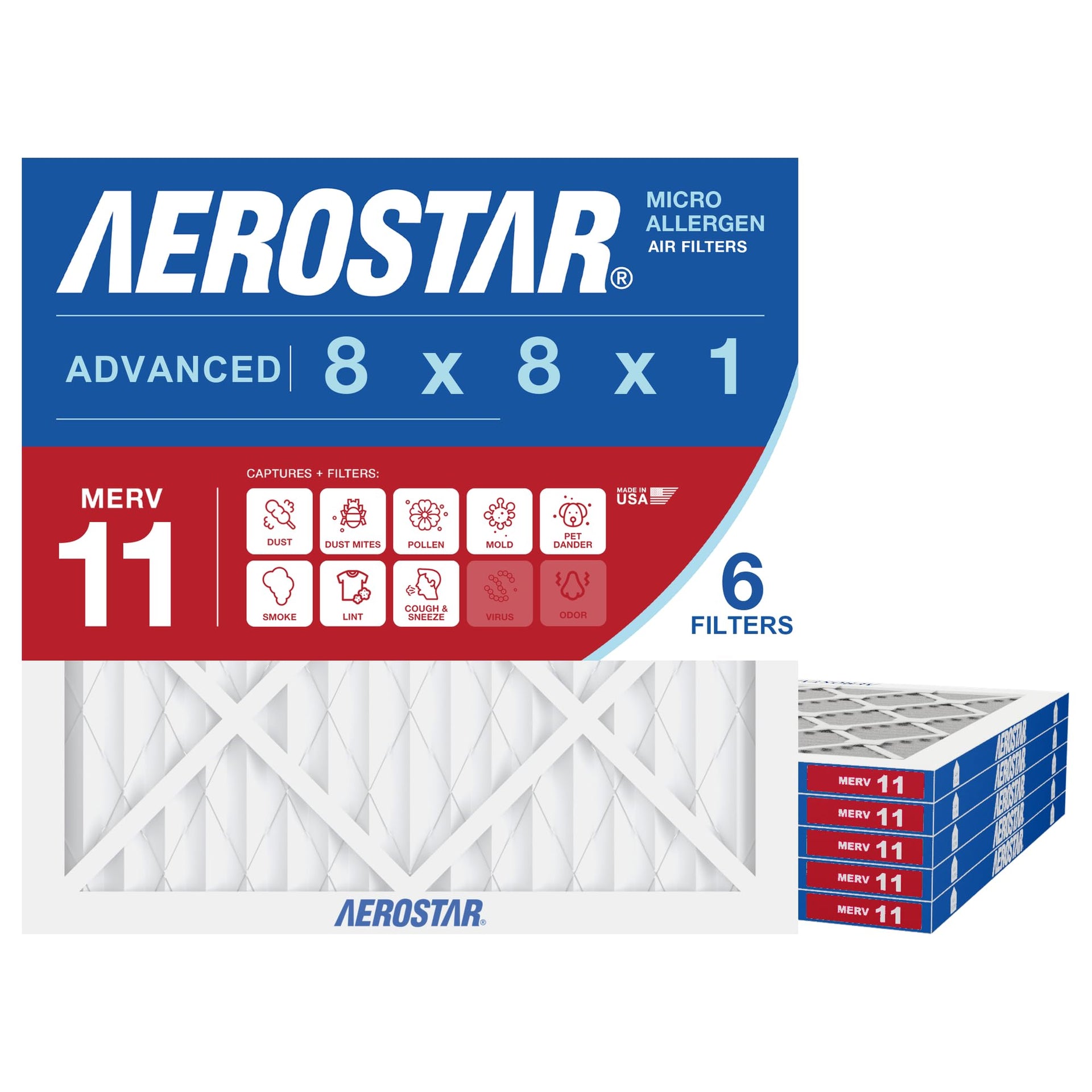 Air Filter 8x8x1 MERV 11 AC Filter (6 Count)