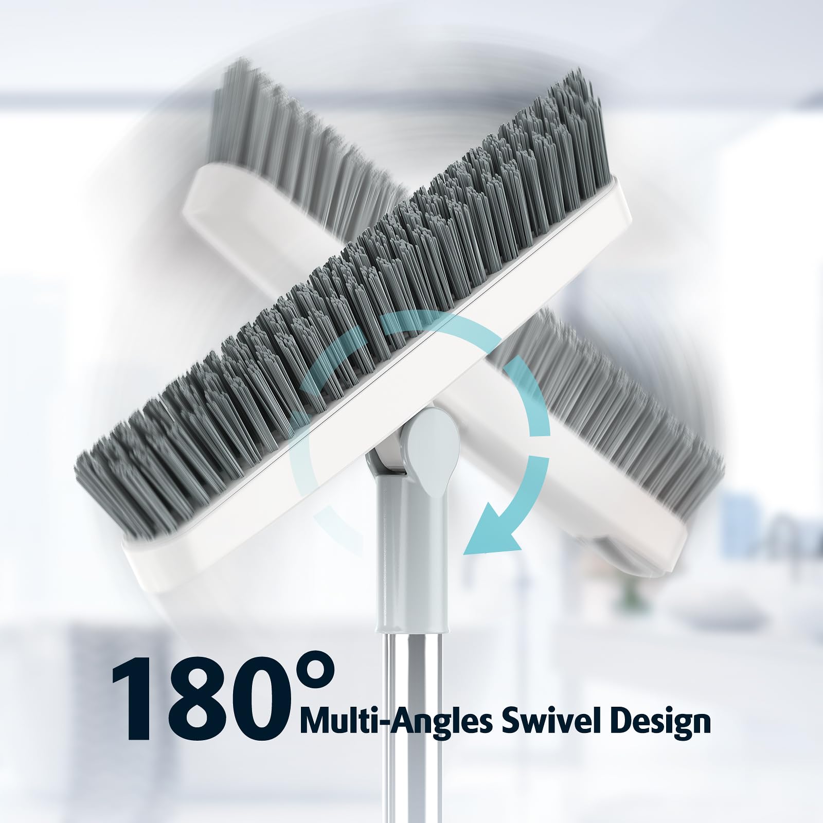 Grout Brush with Long Handle 180° Swivel Scrub Brush White