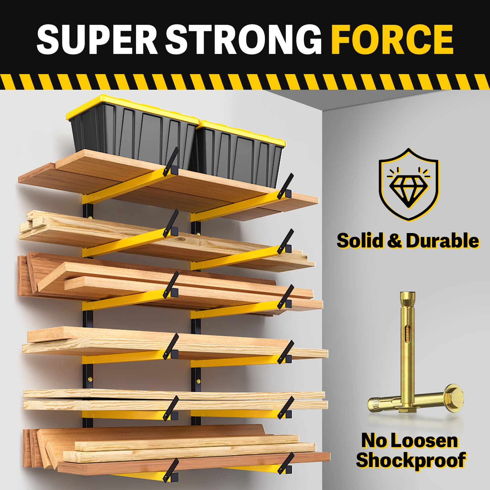 Lumber Storage Rack Folding Wood Storage Racks Wall (2 Count)