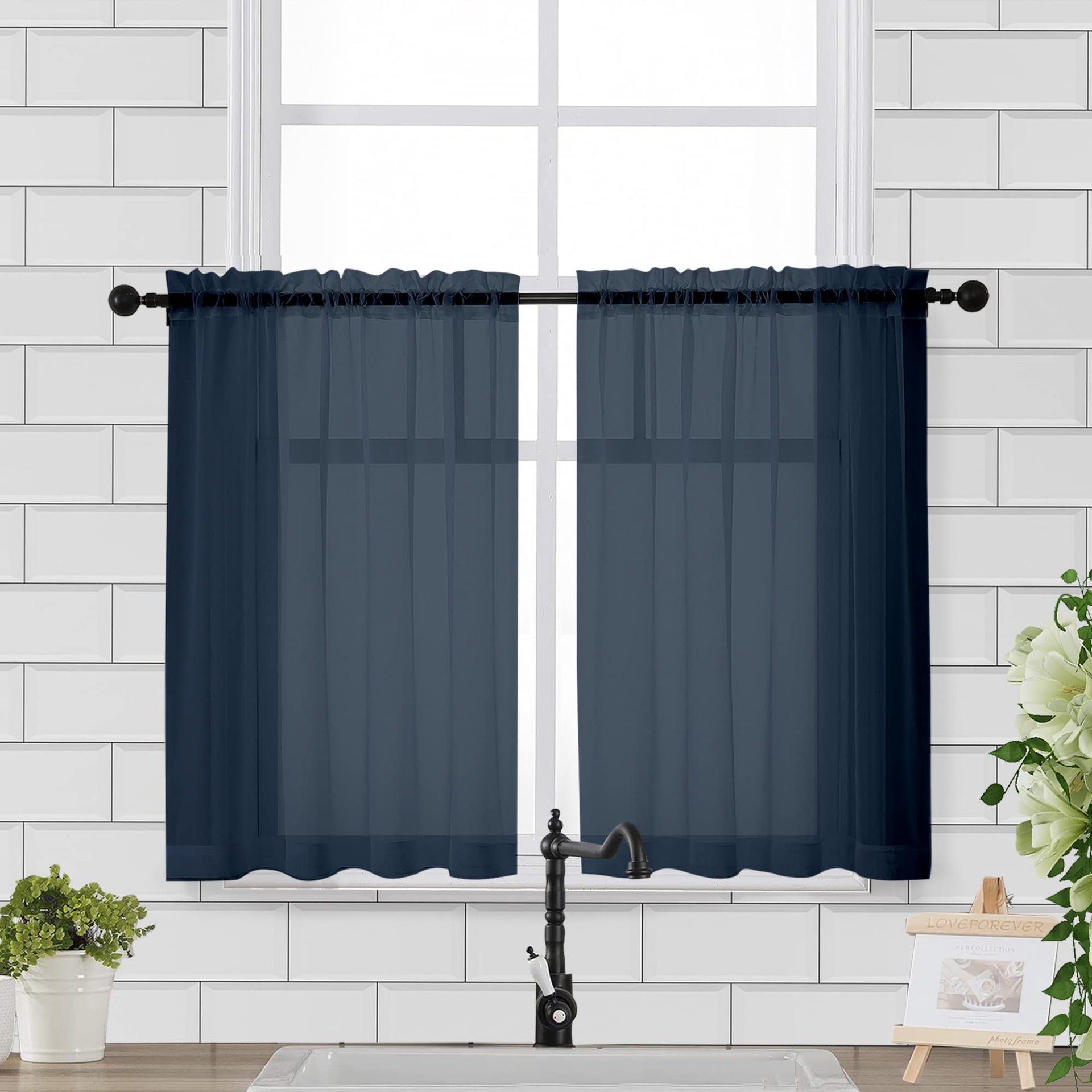 Sheer Window Curtains Tier 2 Pieces Set