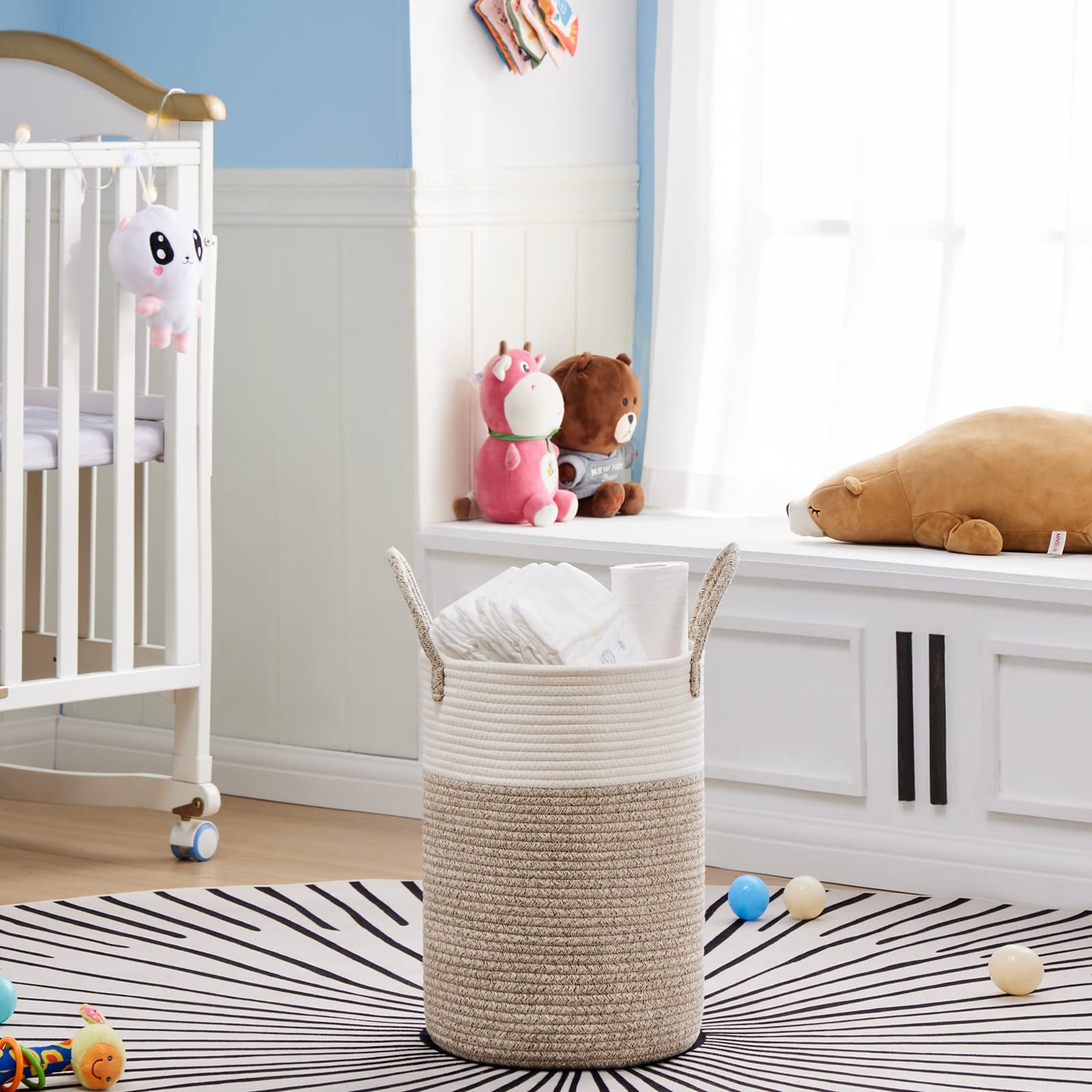 30L Small Woven Laundry Basket Hamper