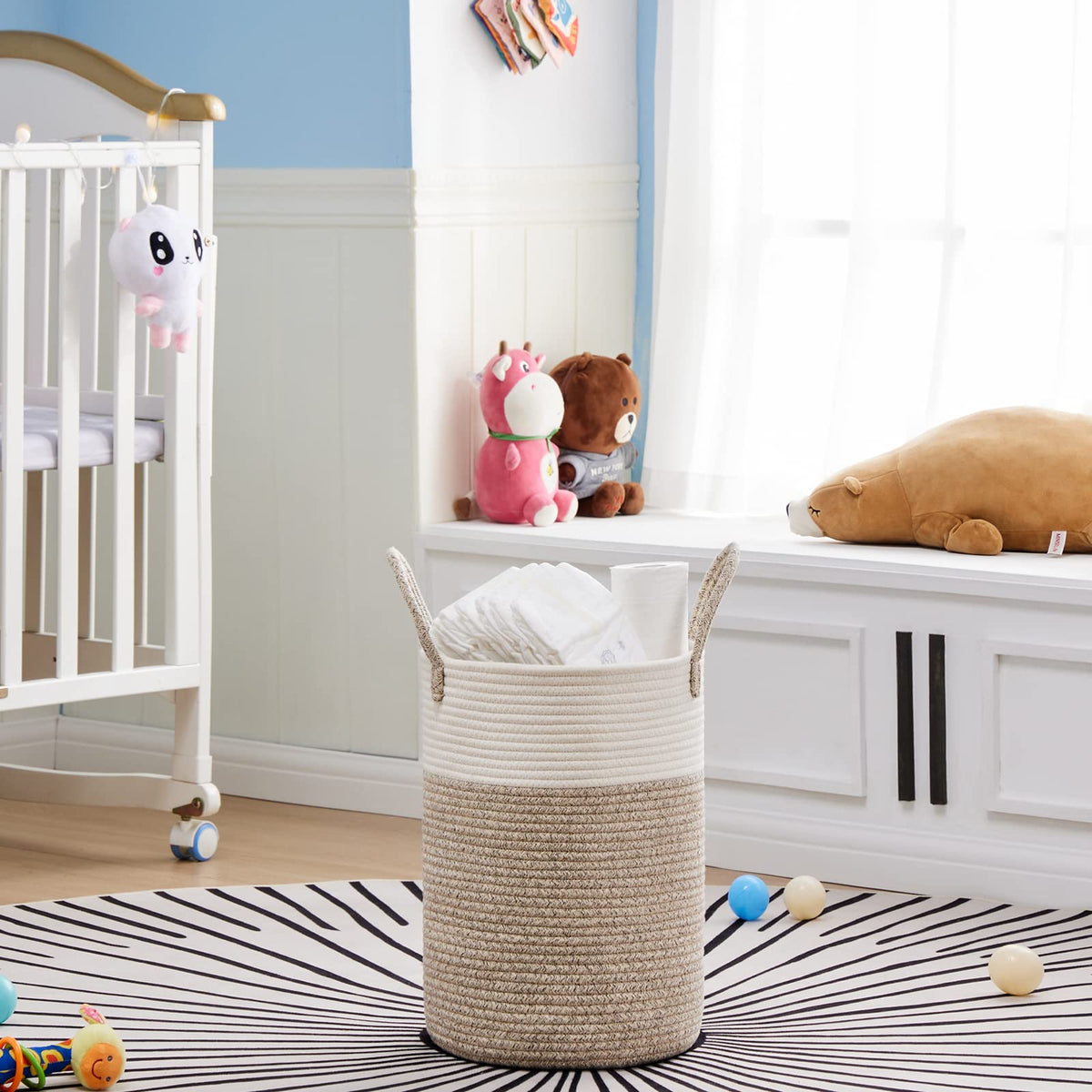 30L Small Woven Laundry Basket Hamper