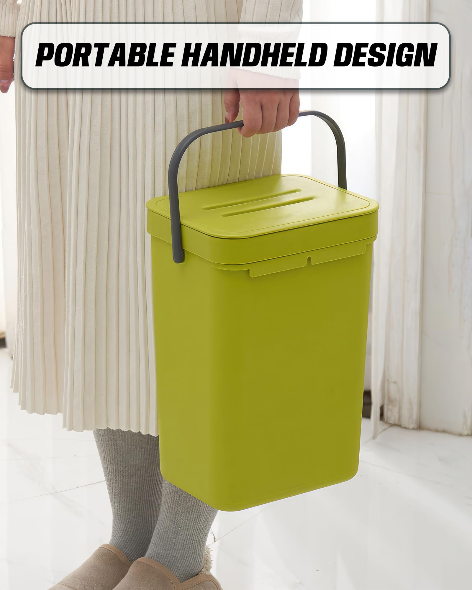 3.2 Gallons Hanging Trash Can with Lid