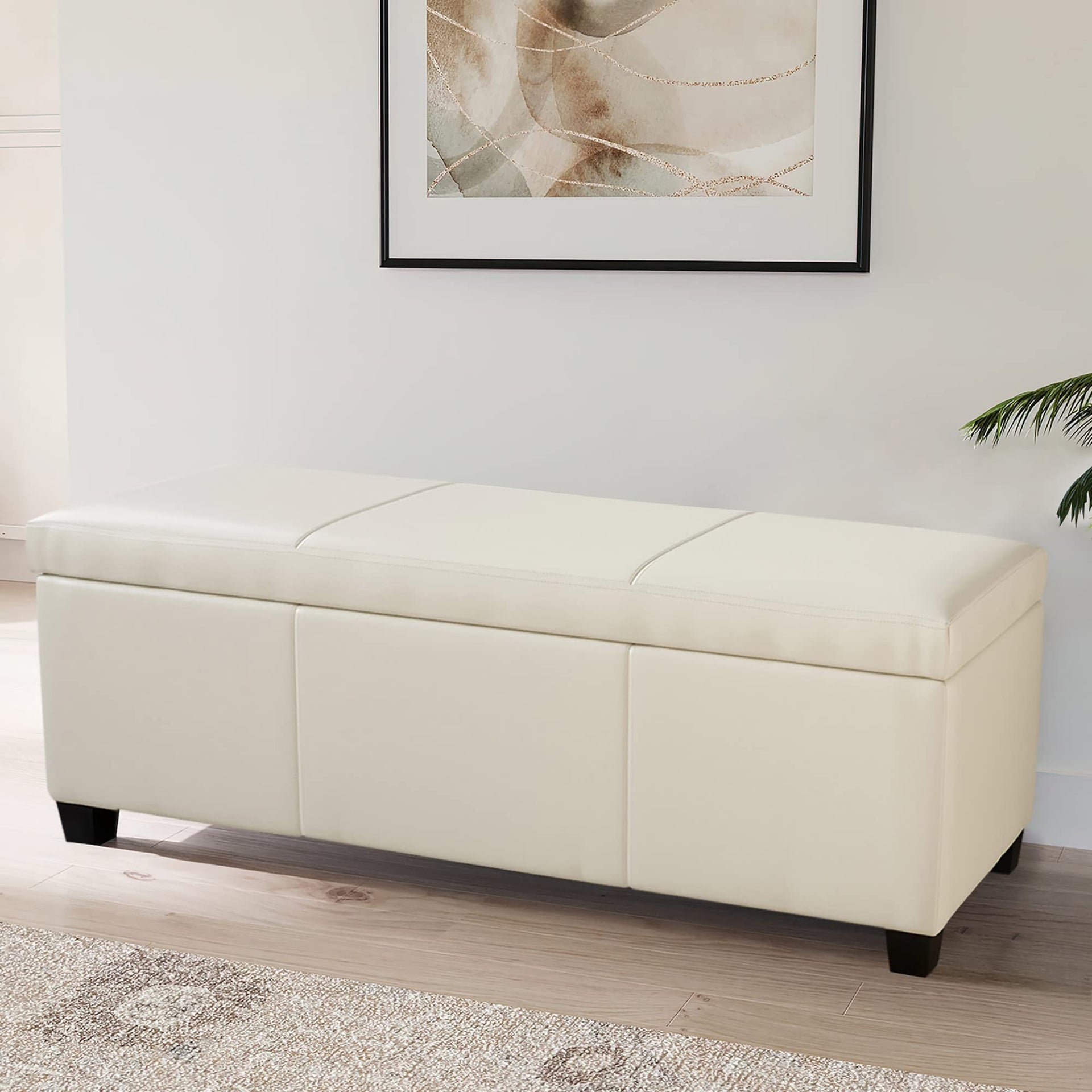 Storage Faux Leather Ottoman