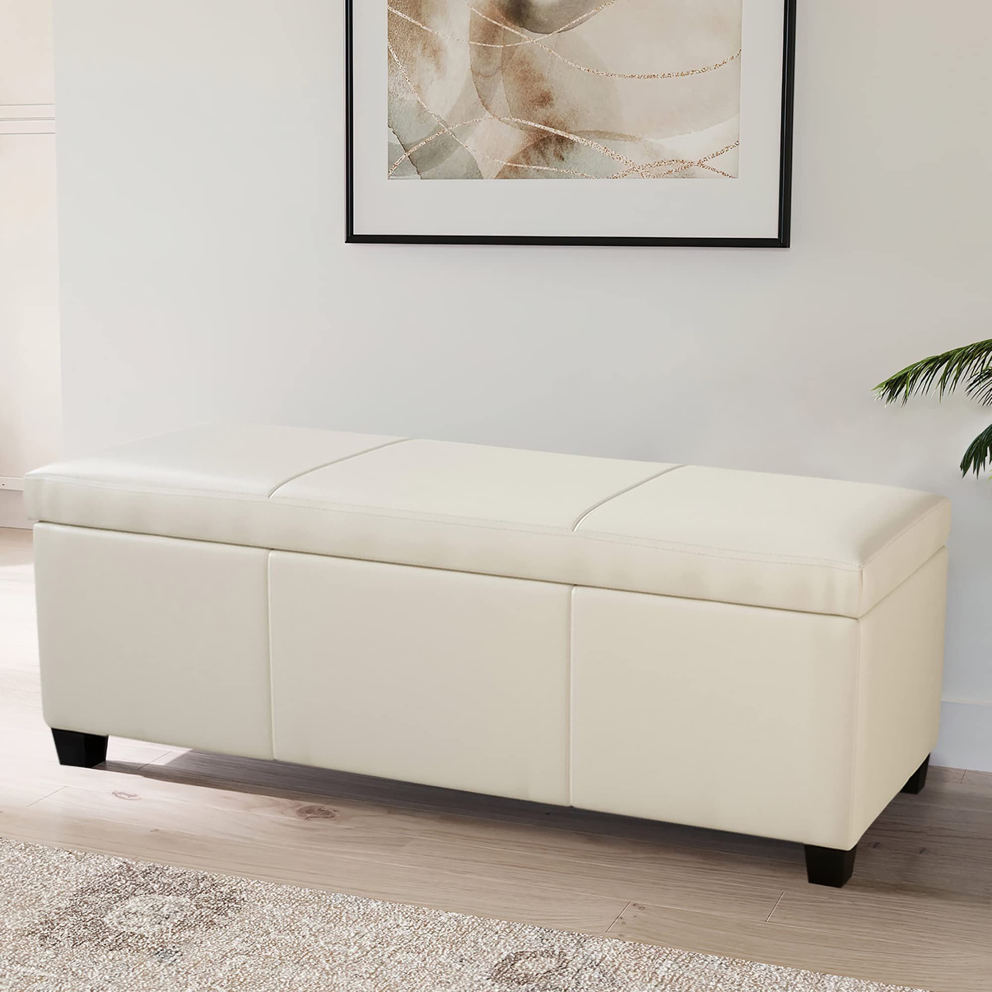 Storage Faux Leather Ottoman