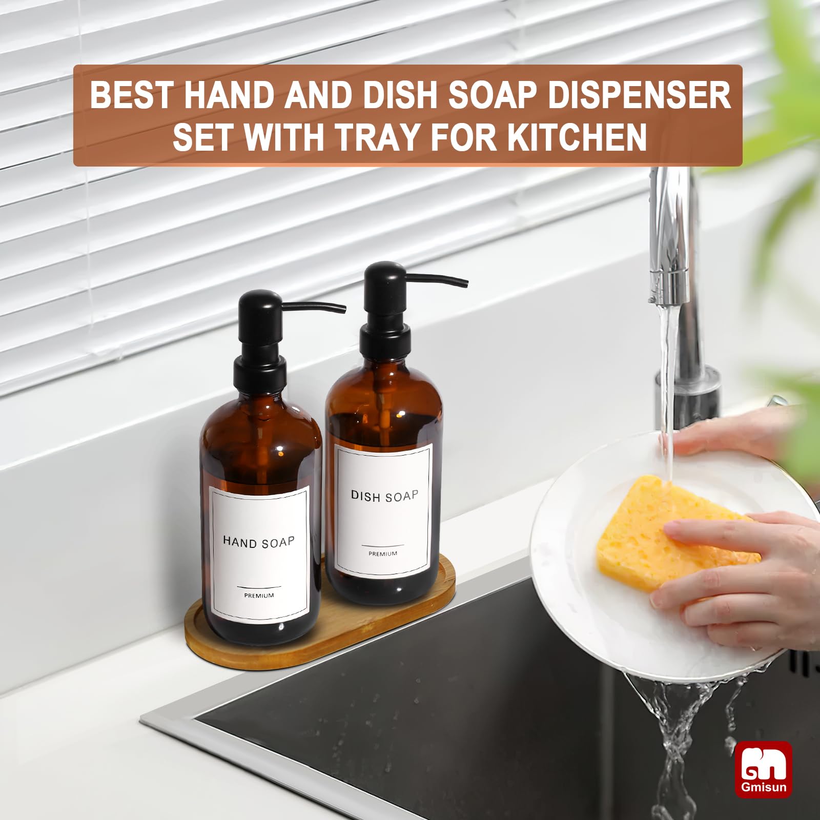 Amber Glass Soap Dispenser (2 Count)