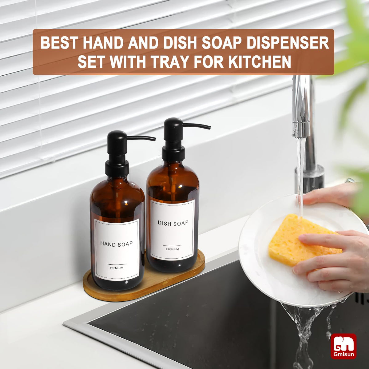 Amber Glass Soap Dispenser (2 Count)