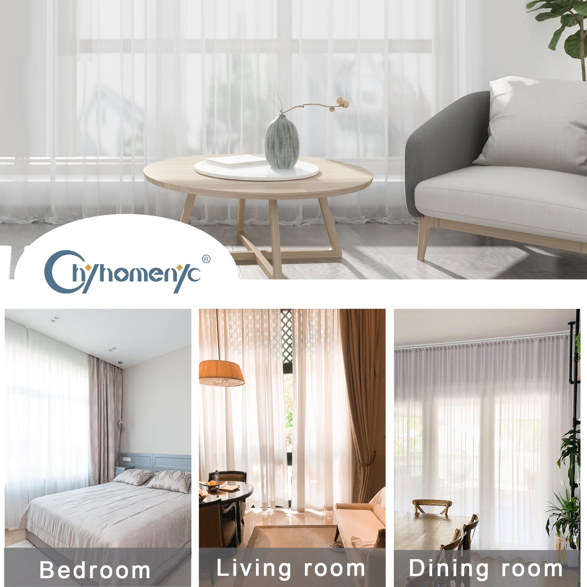 White Sheer Curtains 78 Inches Long 2 Panels Set for Living Room (2 Count)