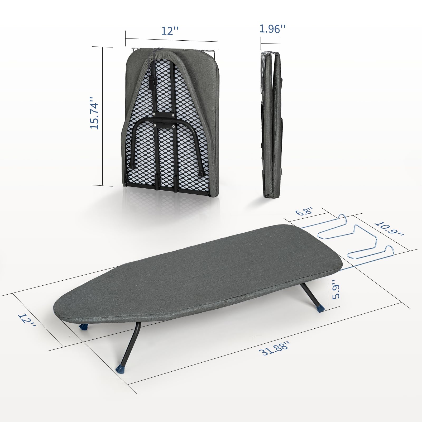 Small Ironing Board Foldable 31"x12" Black