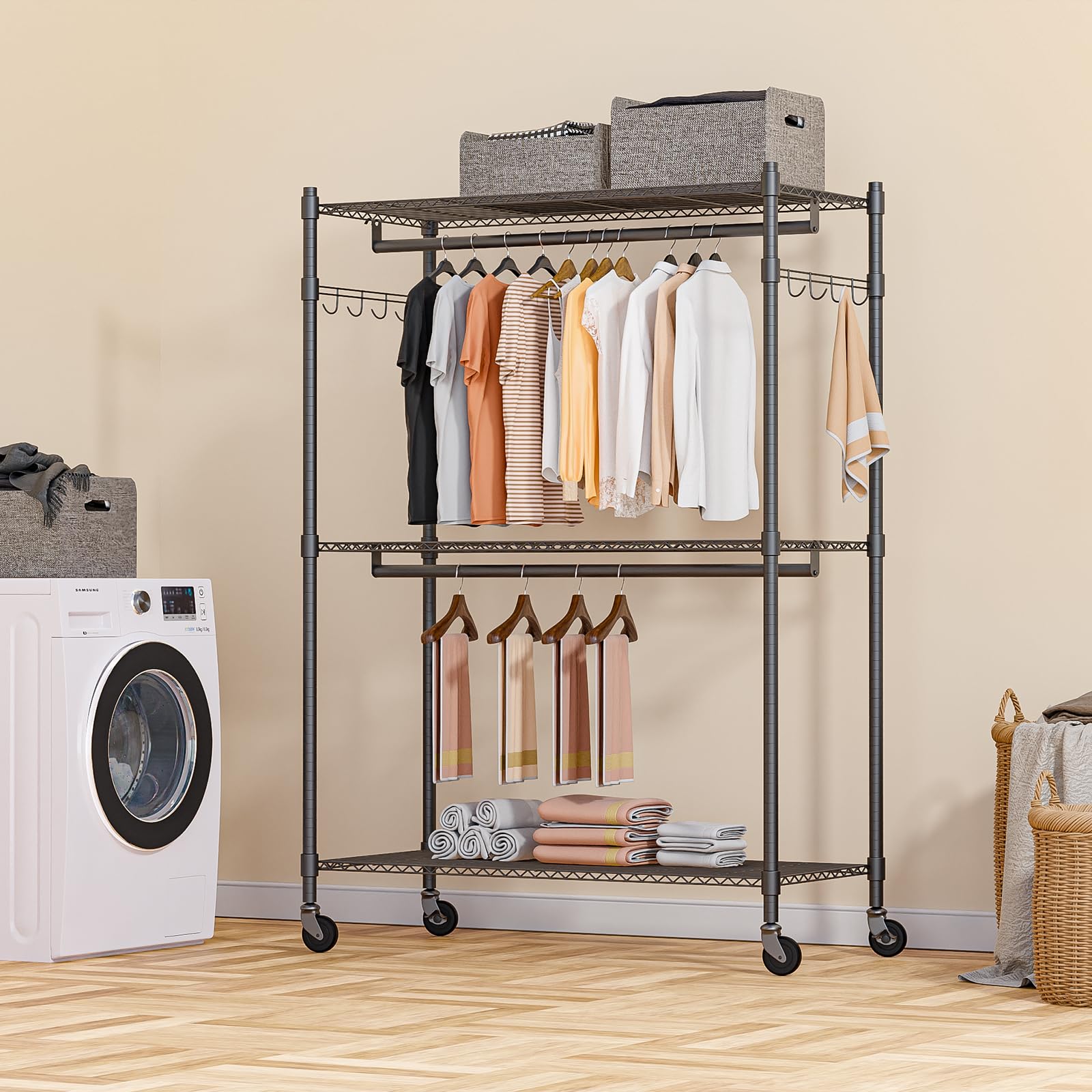 Heavy Duty Rolling Clothing Rack