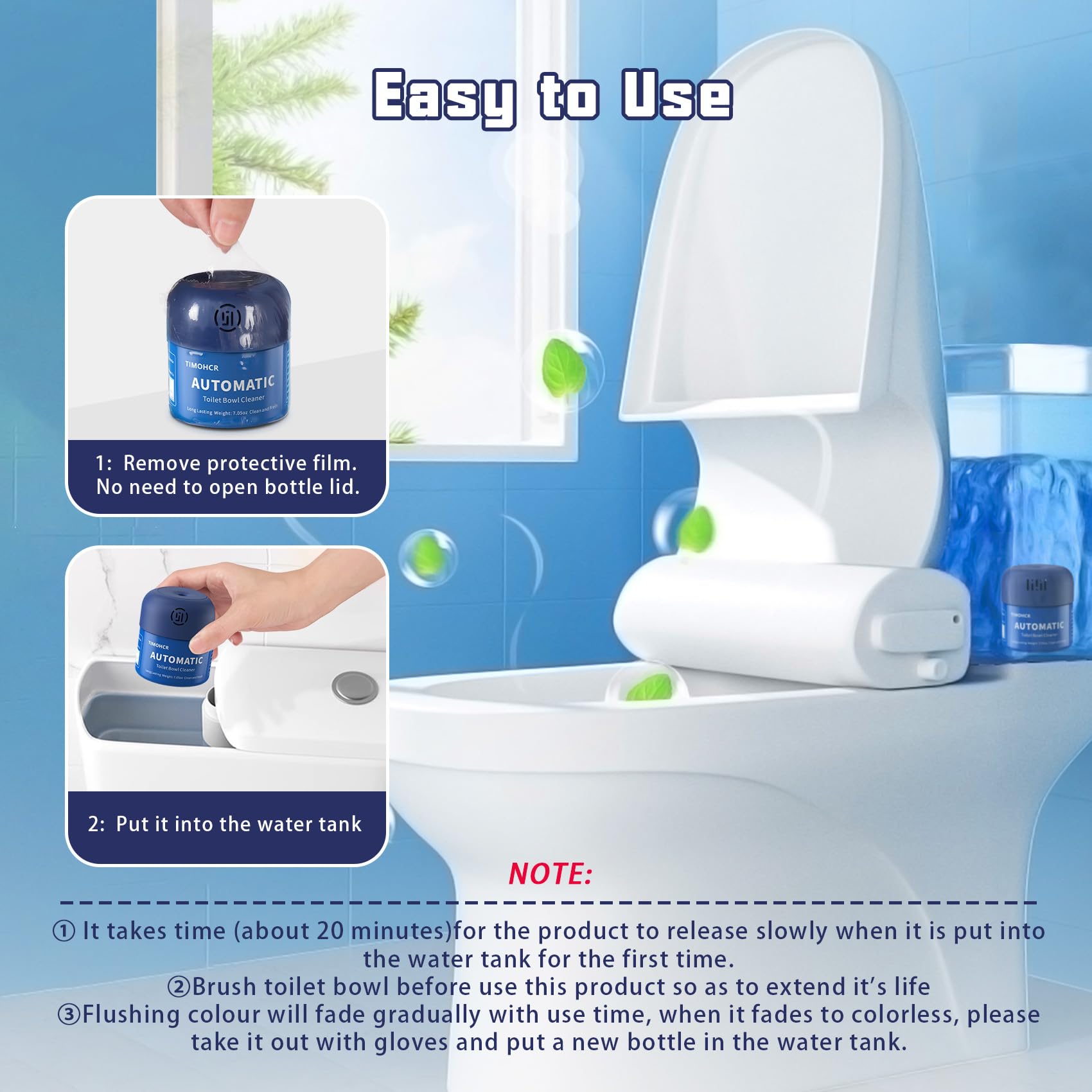 Automatic Continuous Toilet Bowl Cleaner 3 Bottles Lemon (21.2 Fl Oz)