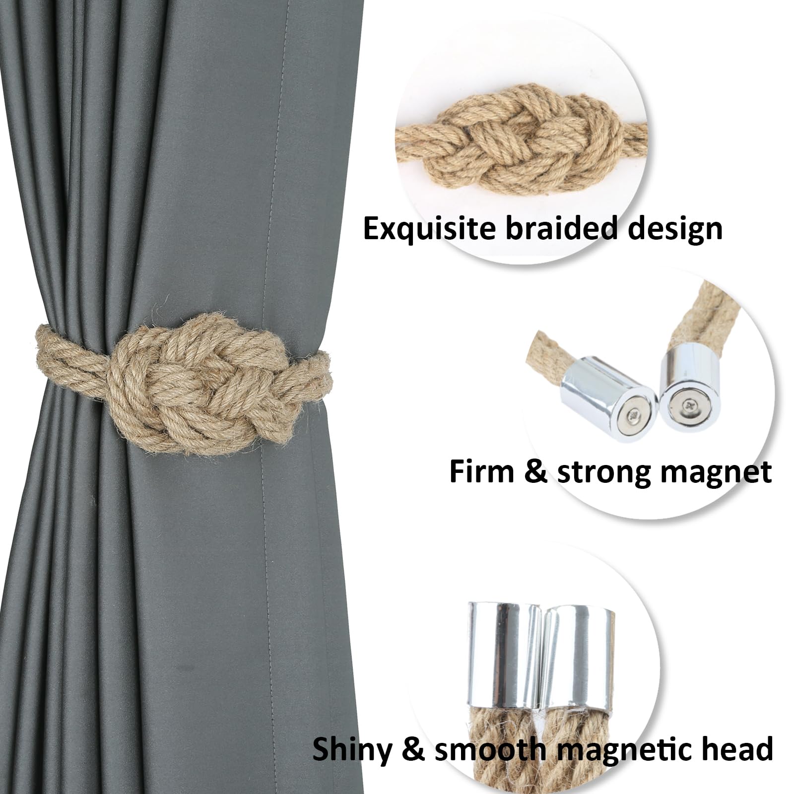 Jute Magnetic Curtain Tiebacks
