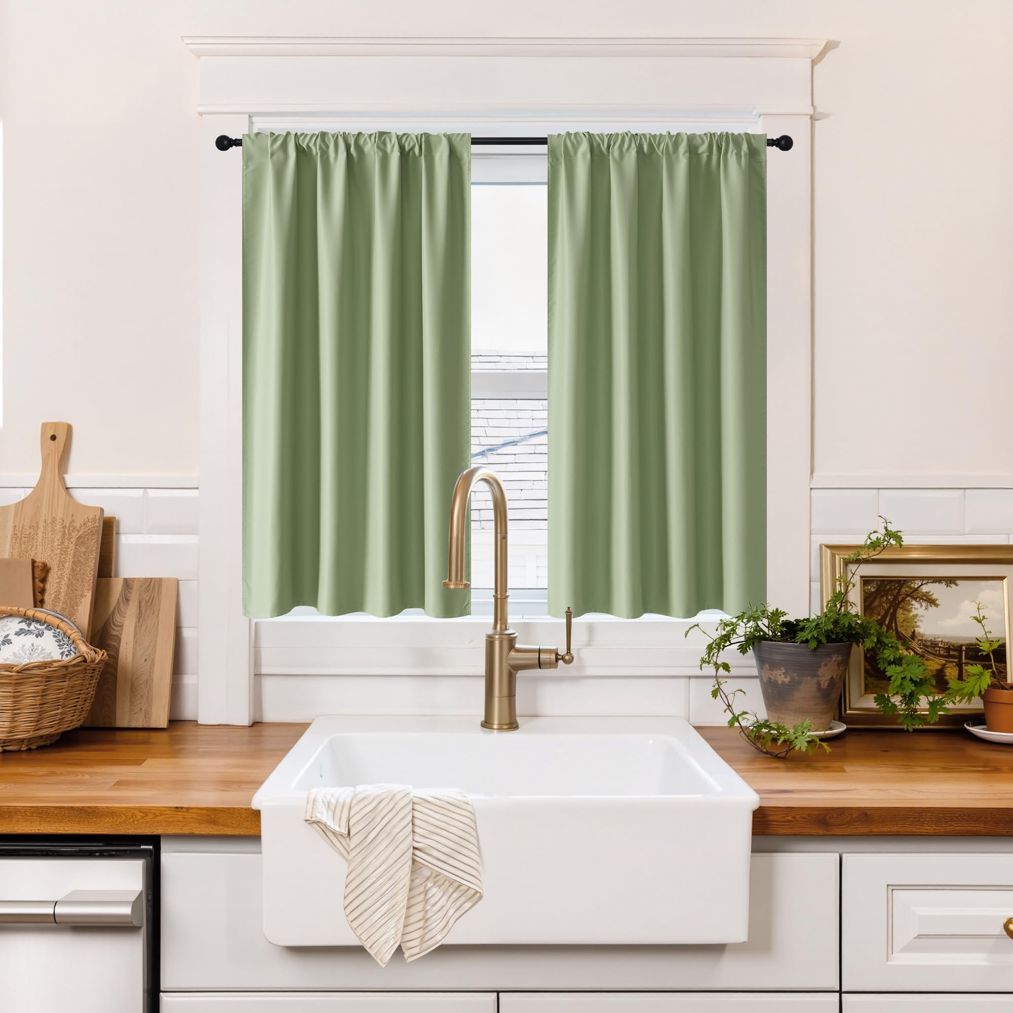 100% Blackout Short Curtains for Small Window (2 Count)
