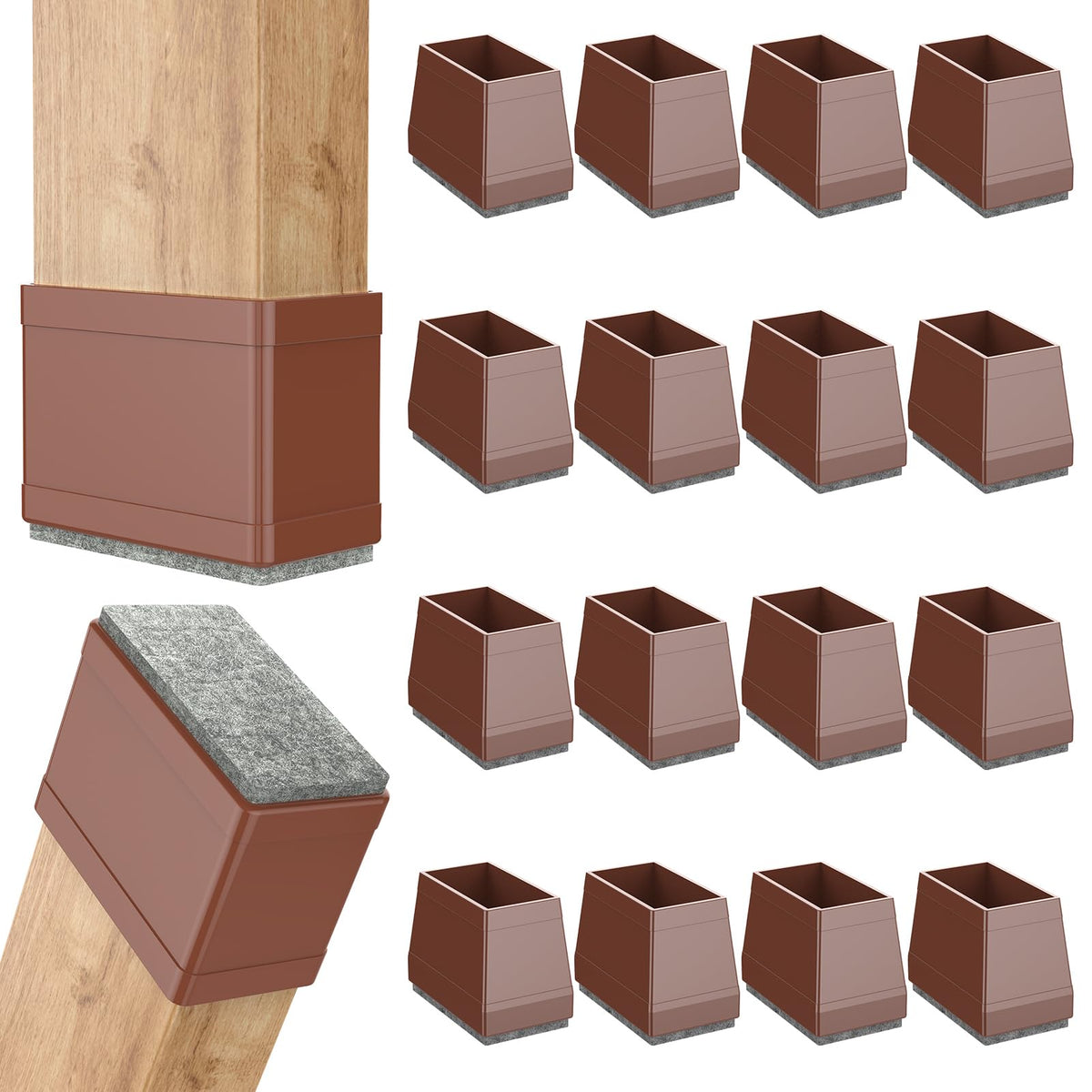 Rectangle Chair Leg Protectors for Hardwood Floors (16 Count)