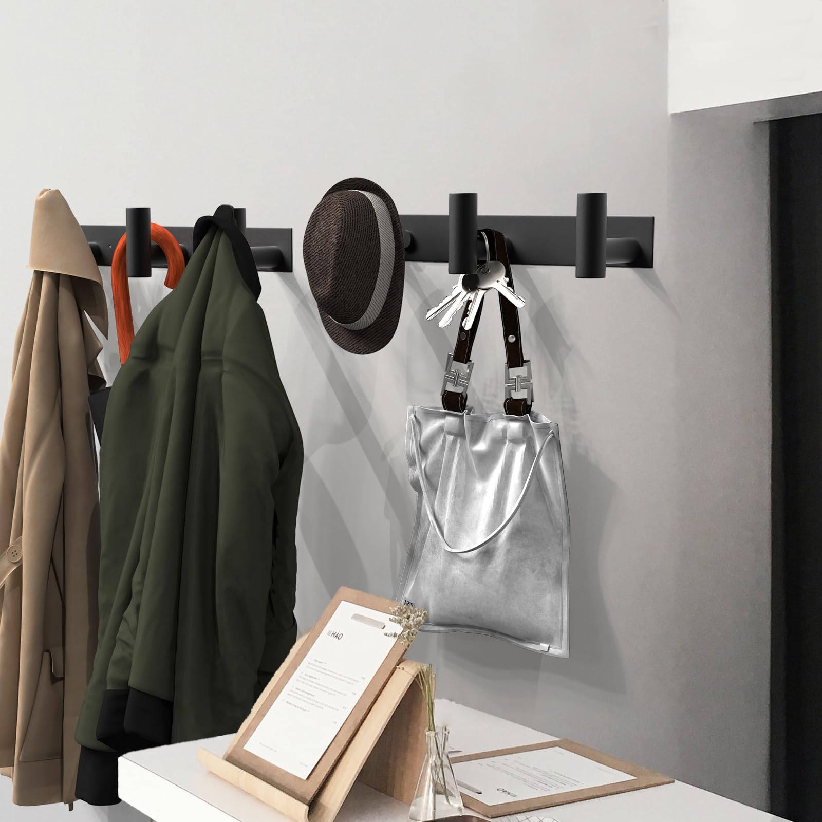 Black Hat and Coat Wall Mount Rack (2 Count)