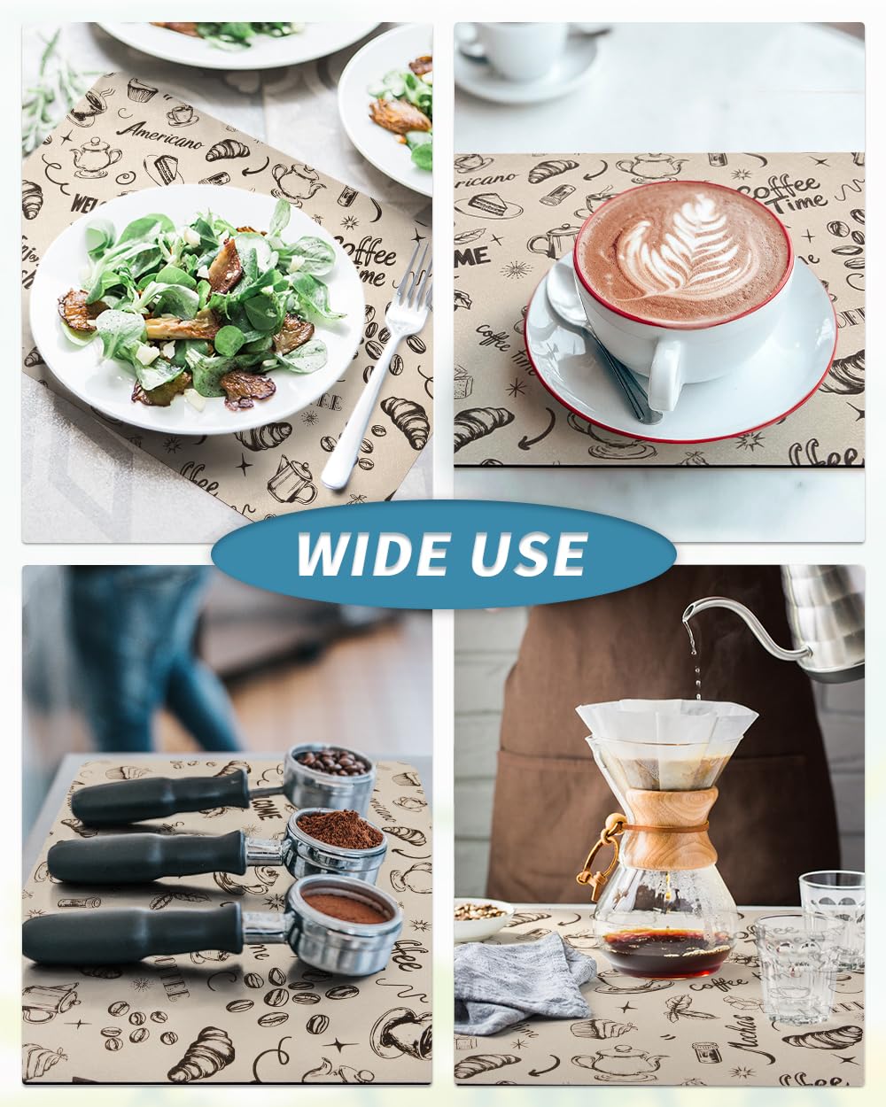 Coffee Mat Hide Stain Rubber Backed Absorbent Dish Drying Mat for Kitchen Counter