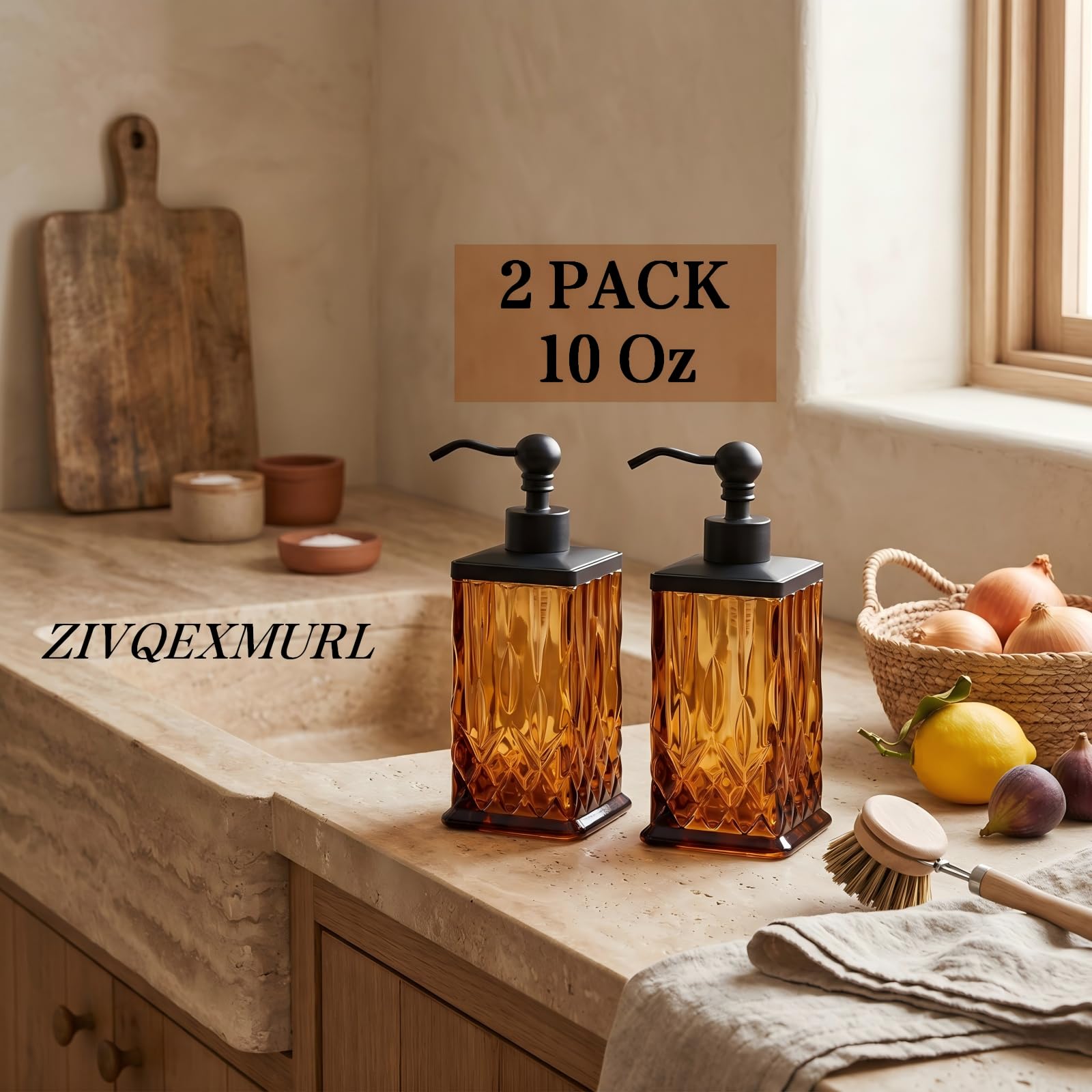 2 Pack 10Oz Amber Soap Dispenser (2 Count)
