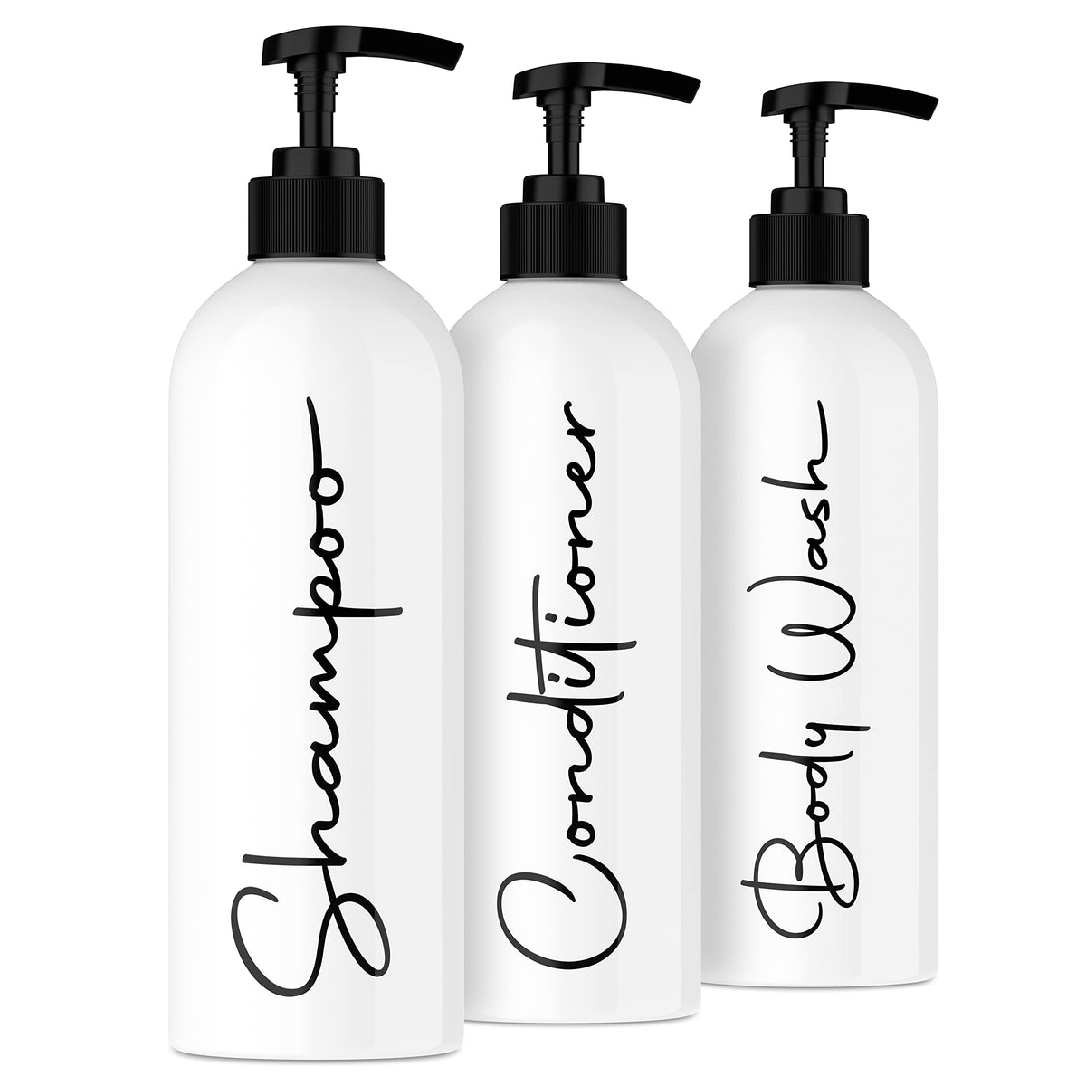 Alora 16oz Refillable Shampoo and Conditioner Dispenser Bottles (3 Count)